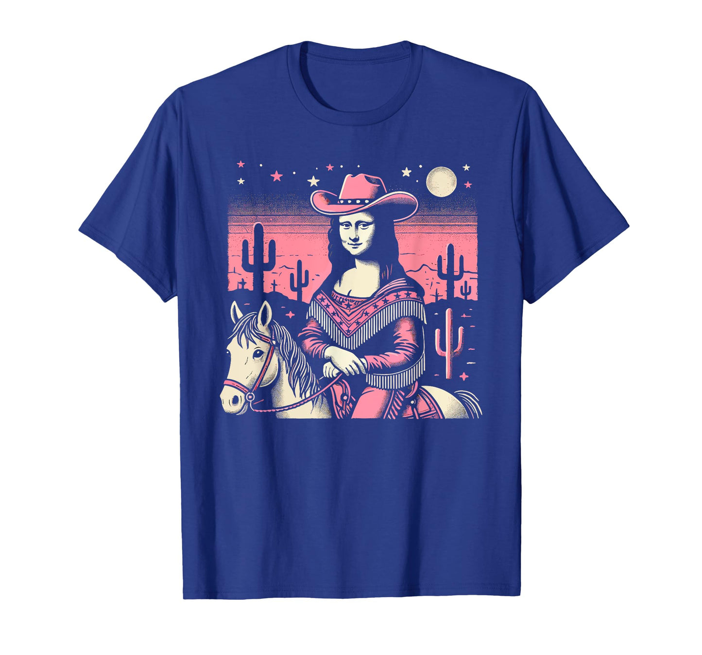 Pink Cowboy Cowgirl Mona Lisa Country Western Pink Cowgirl T-Shirt