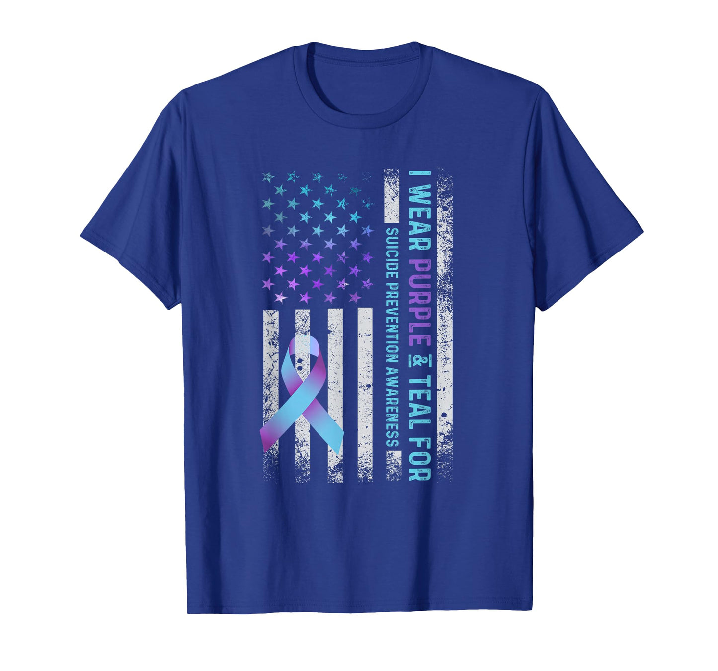 US Flag I Wear Purple and Teal Suicide Prevention Awareness T-Shirt