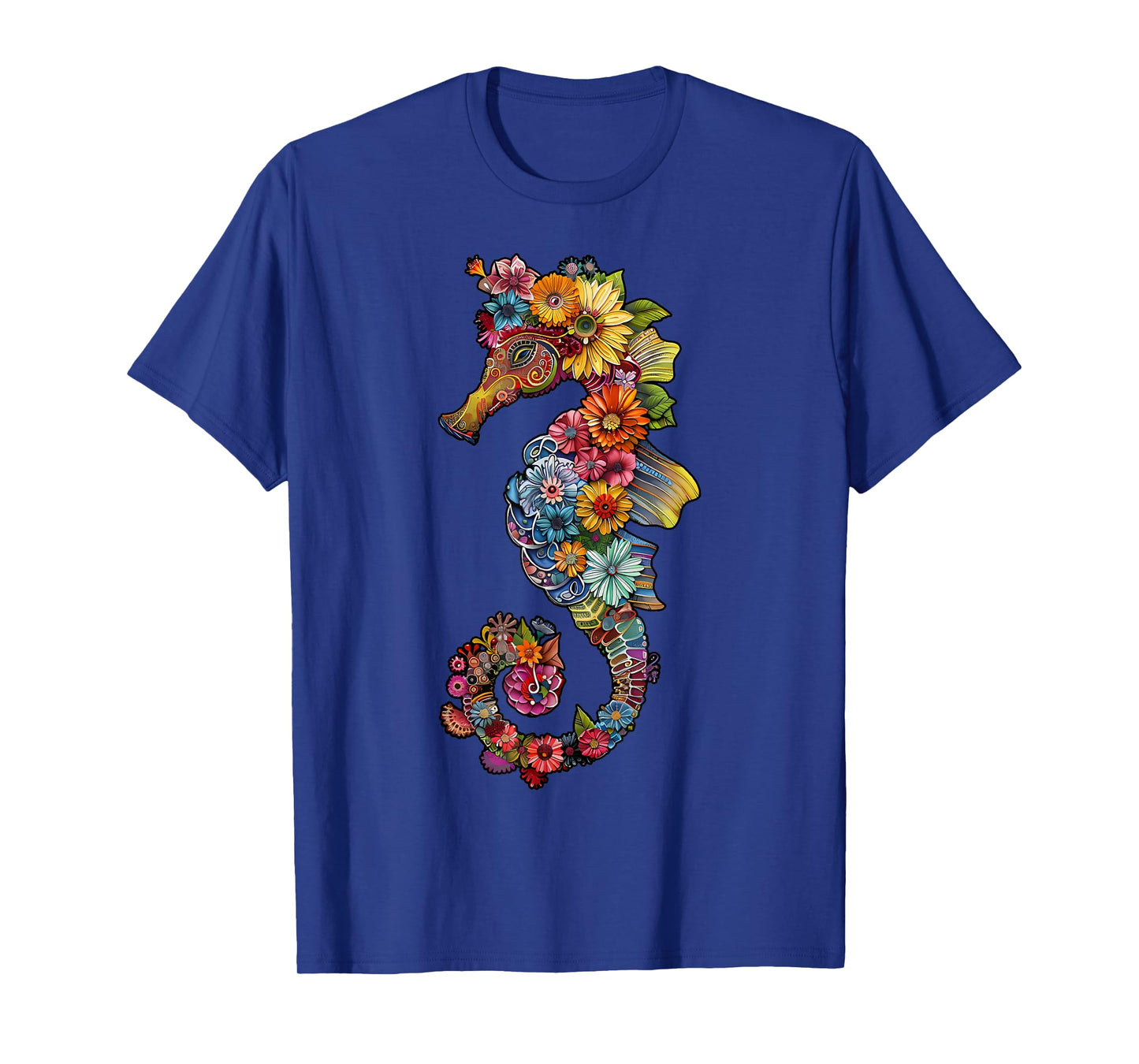 Floral Seahorse Ocean Animal Marine Beach Seahorse Flowers T-Shirt