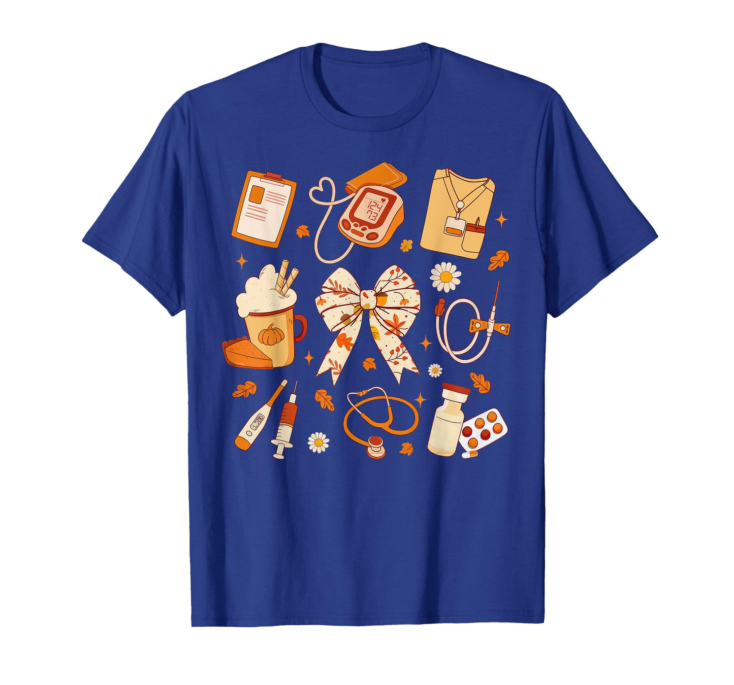 Thankful Nurse Fall Stethoscope Coquette Bow Thanksgiving T-Shirt