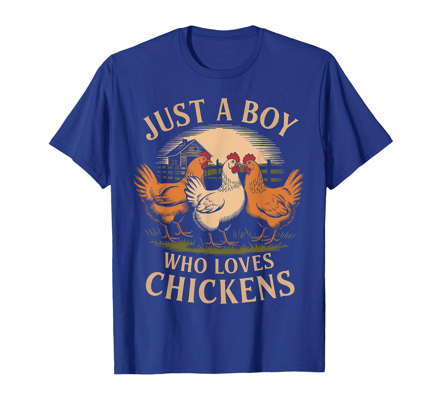 Just a Boy Who Loves Chickens Farm Life Vintage Boys Chicken T-Shirt