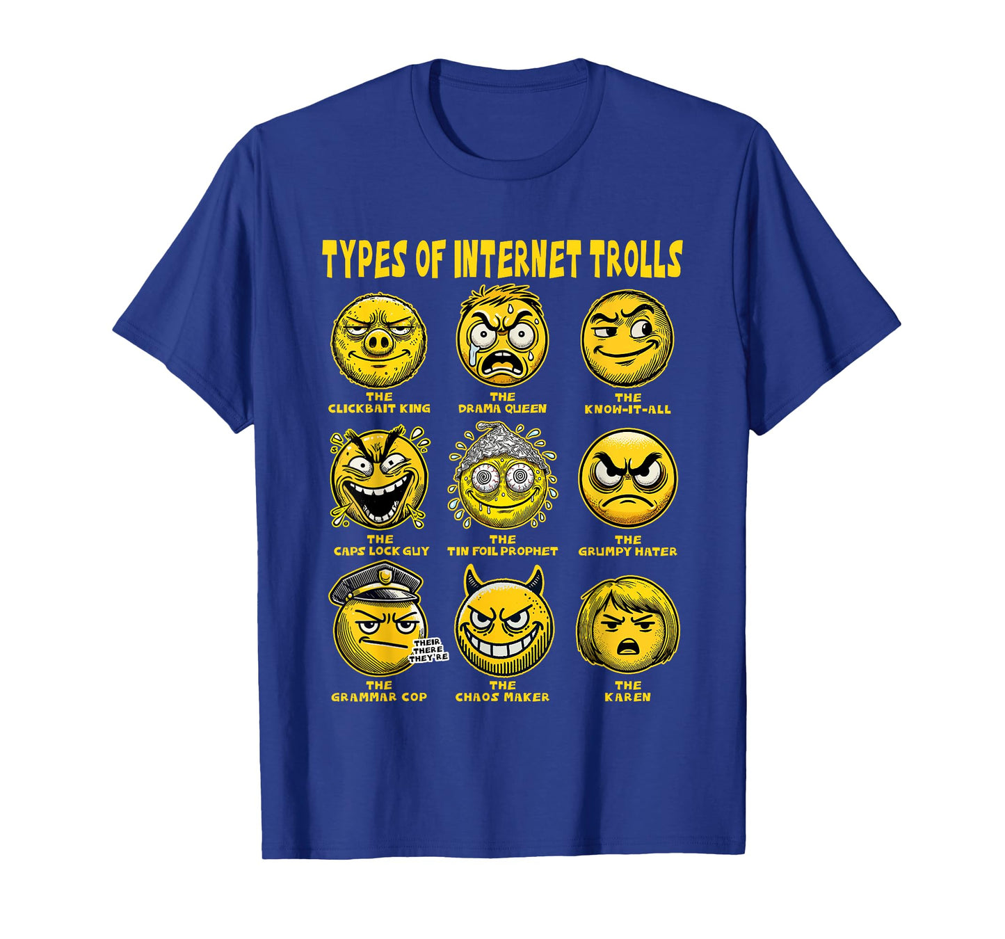 Funny Types of Internet Trolls Meme - Troll Face T-Shirt