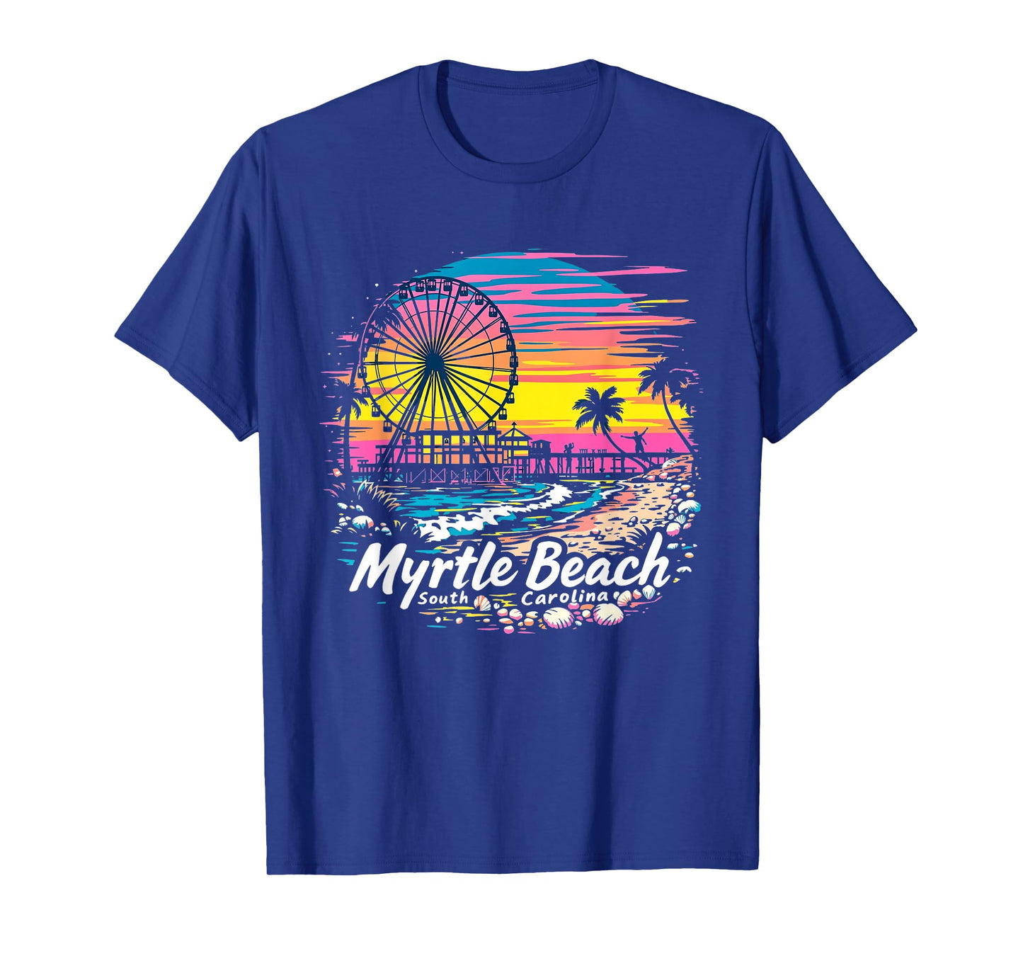 Vintage Myrtle Beach South Carolina Sunset Skyline Cityscape T-Shirt