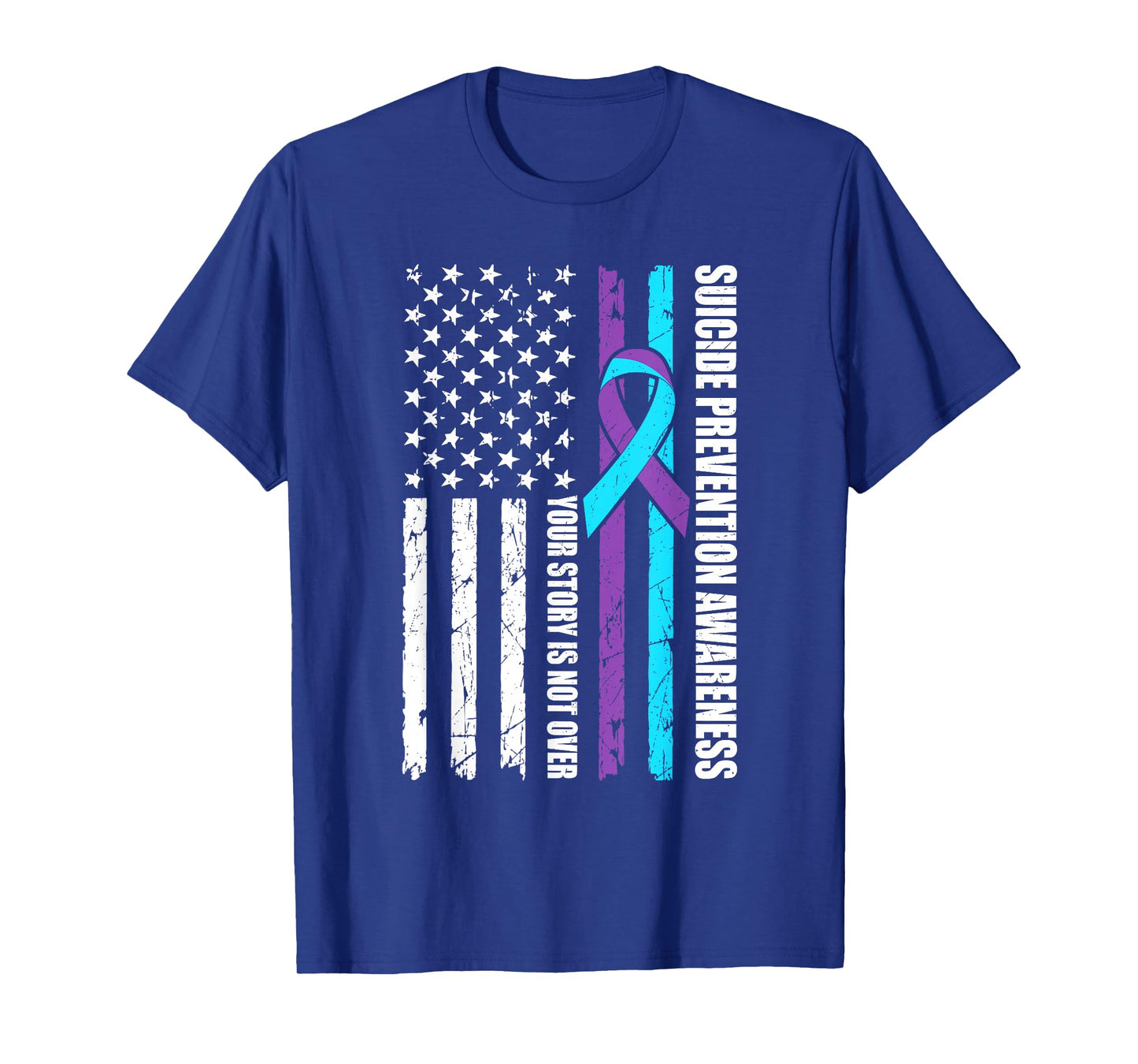 Suicide Prevention Awareness Month Flag Teal & Purple Ribbon T-Shirt