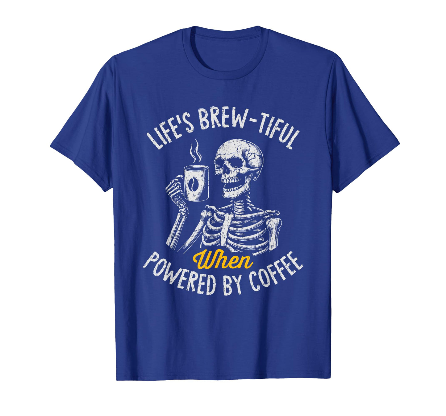 Powered by Coffee Funny Skeleton Caffeine Lover Barista T-Shirt