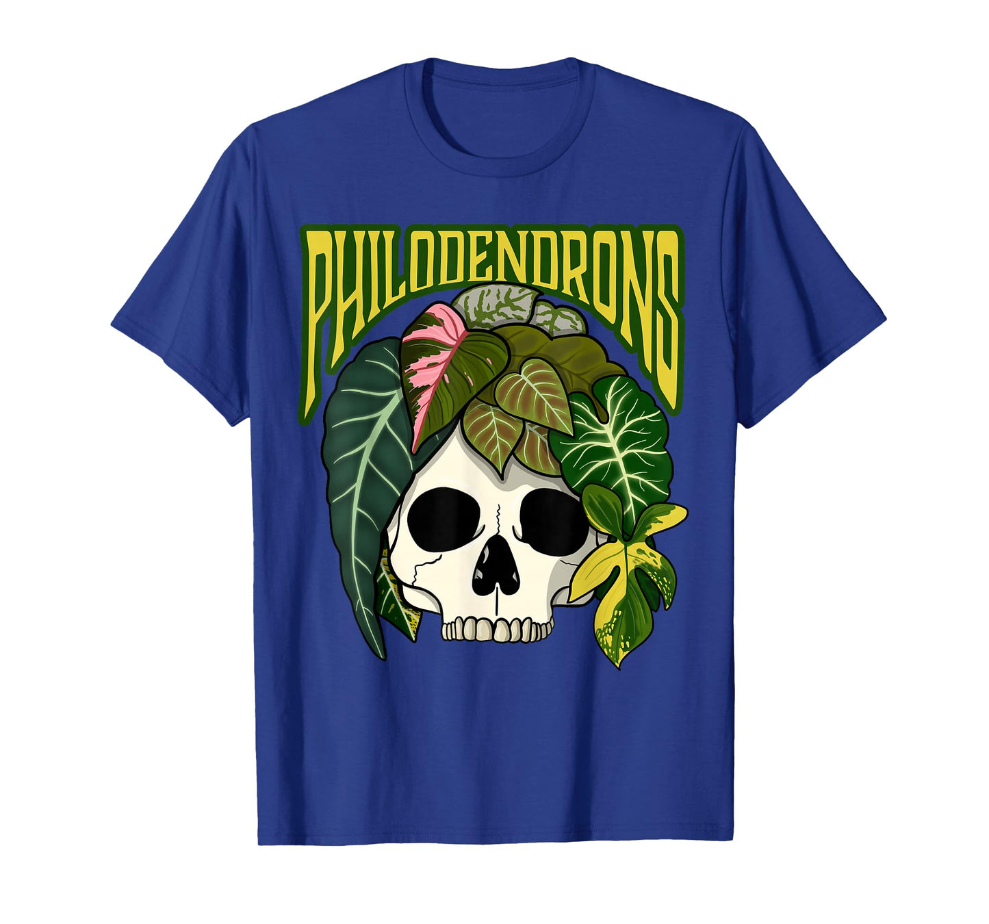 Philodendron House Plant Lover Skull Aroids Head Planter T-Shirt