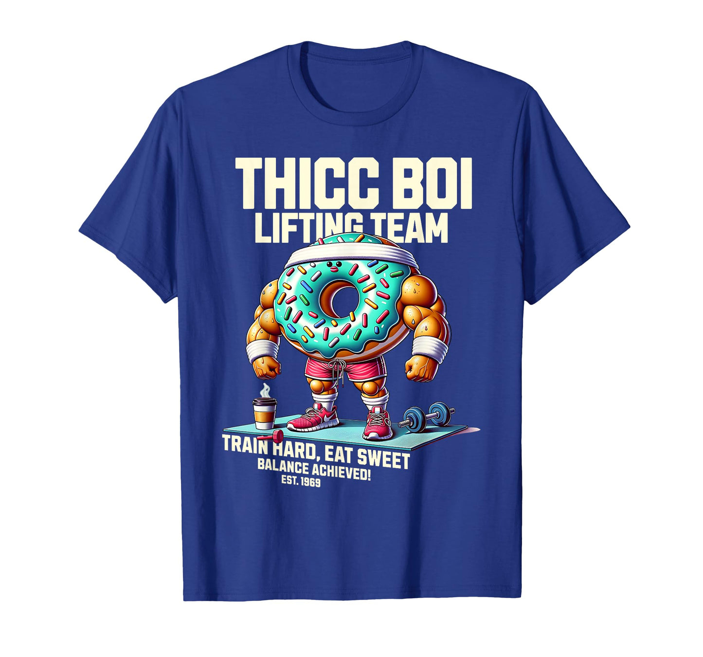 Thicc Boi Lifting Team Funny Donut Workout Gym Fitness Club T-Shirt