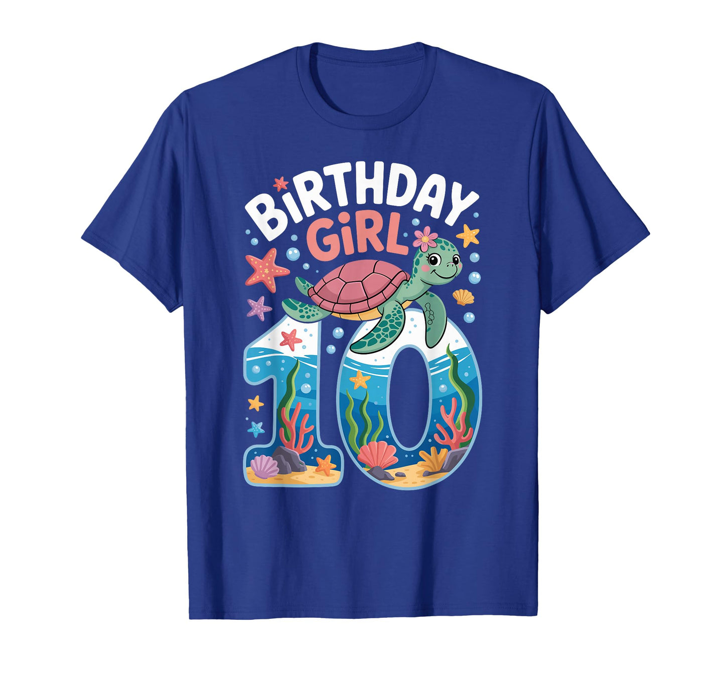 10 Year Old Birthday Girl 10th Sea Turtle Ocean T-Shirt