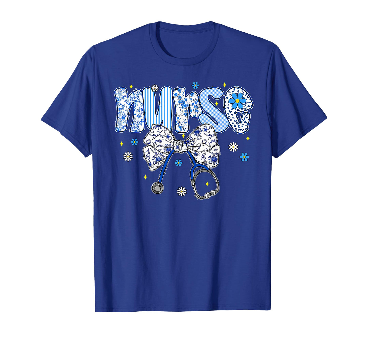 Nurse Floral Coquette Blue Stethoscope Bow Life for Women T-Shirt
