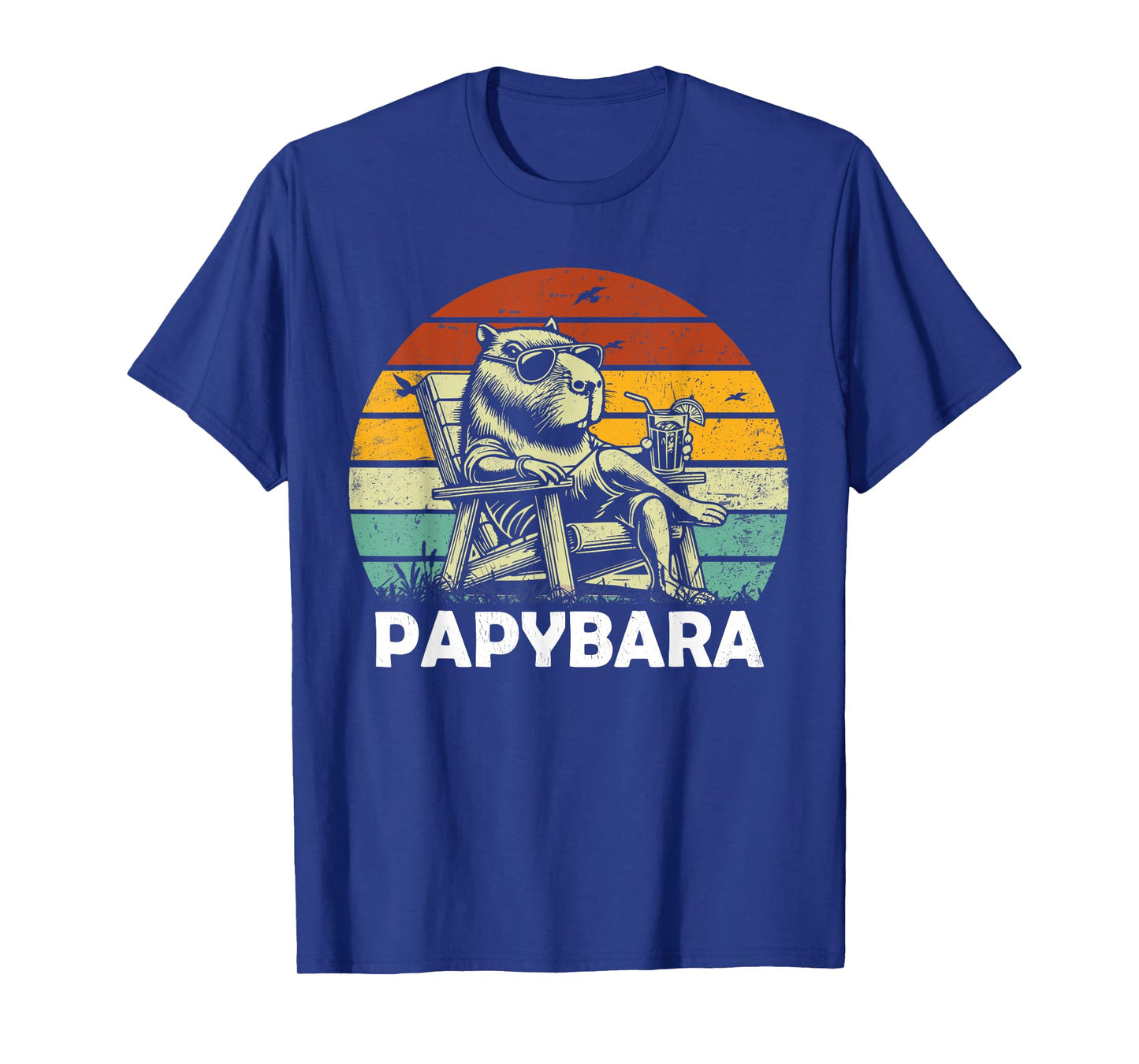 Retro Capybara Dad Papybara Funny Capybara Father's Day T-Shirt