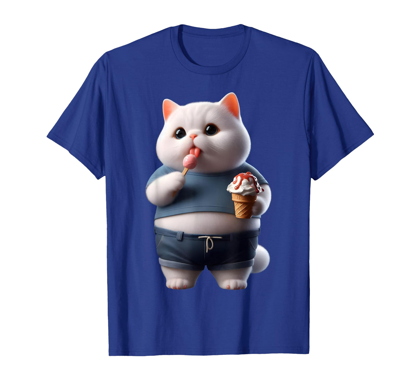 Funny Fat Cat Men Women Kids Ice Cream Fat Kitten Cat Lover T-Shirt