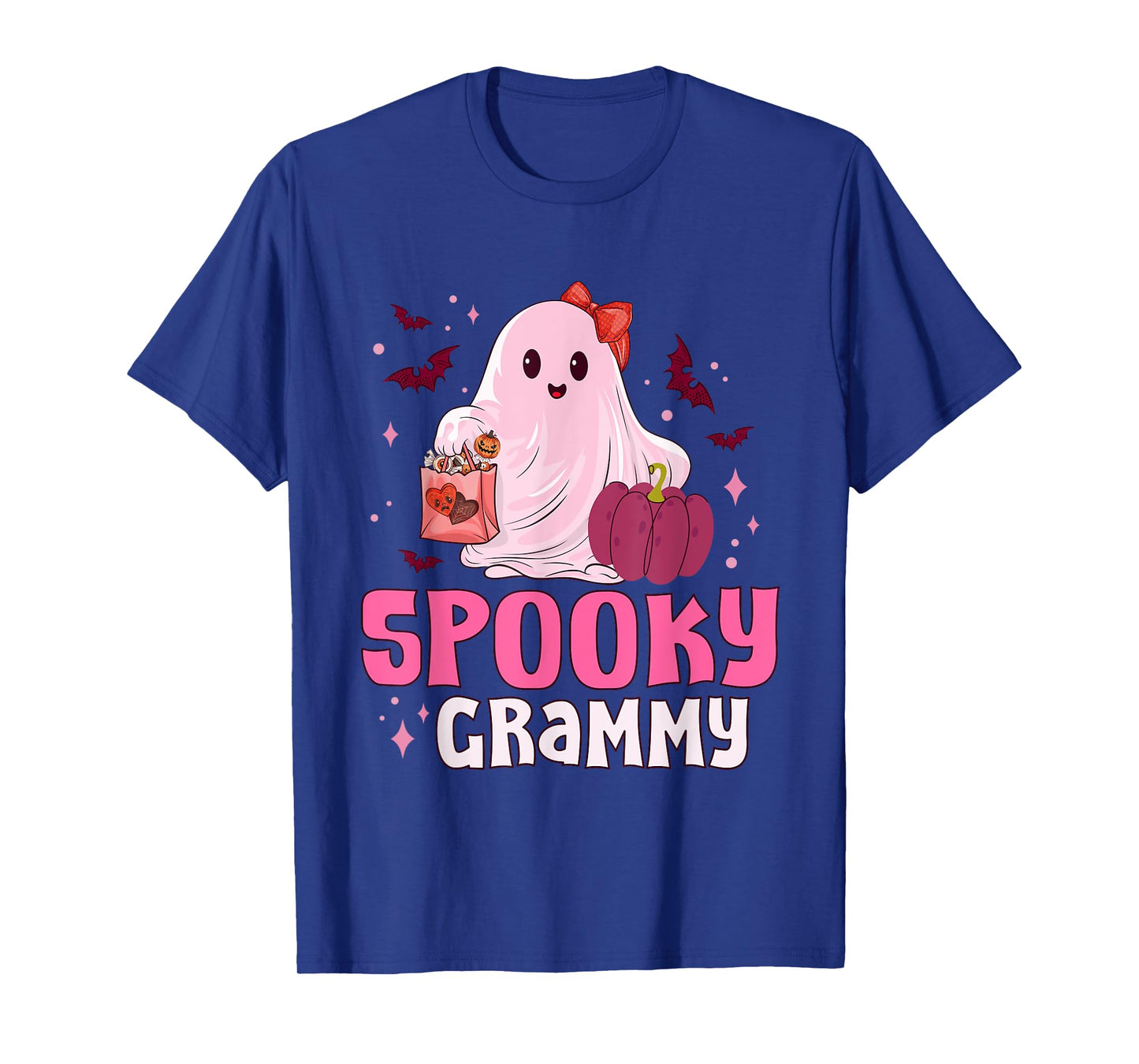 Spooky Grammy Boo Ghost Pink Bow Halloween Costume Women T-Shirt