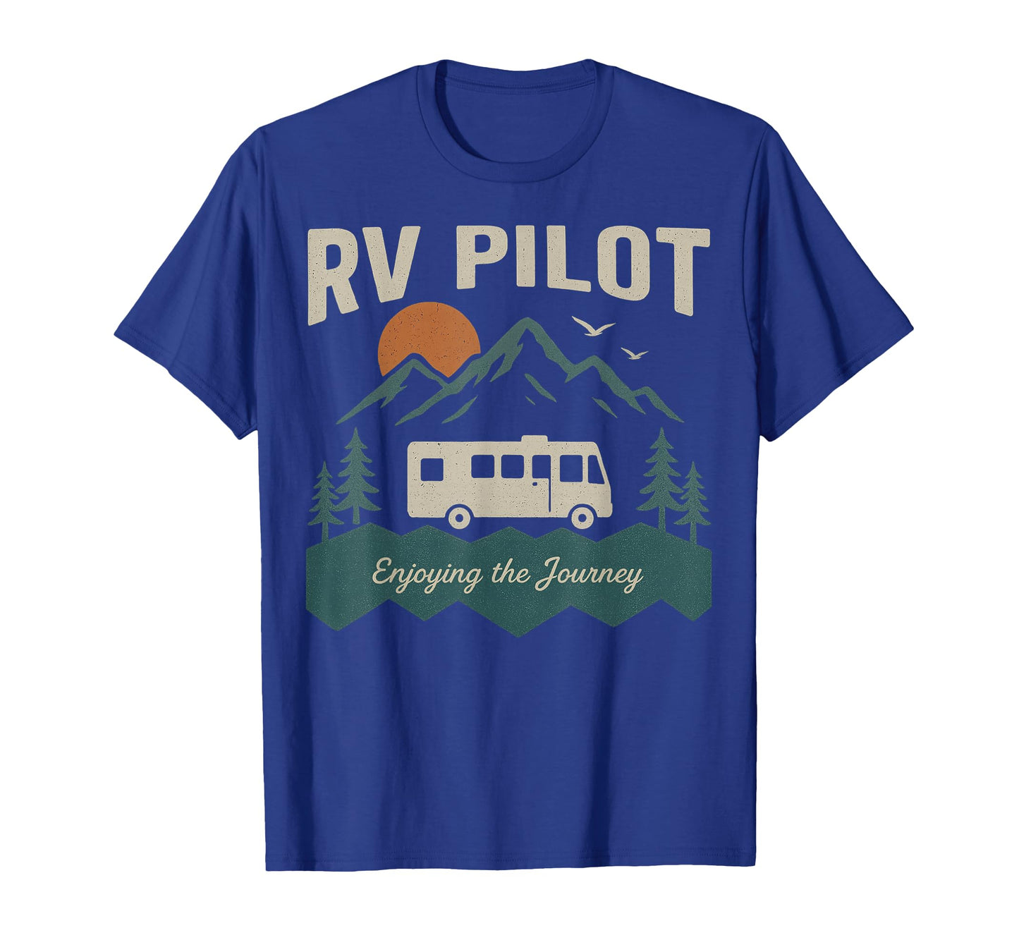 RV Pilot Camping Retro Motorhome Travel Vacation Camper Crew T-Shirt