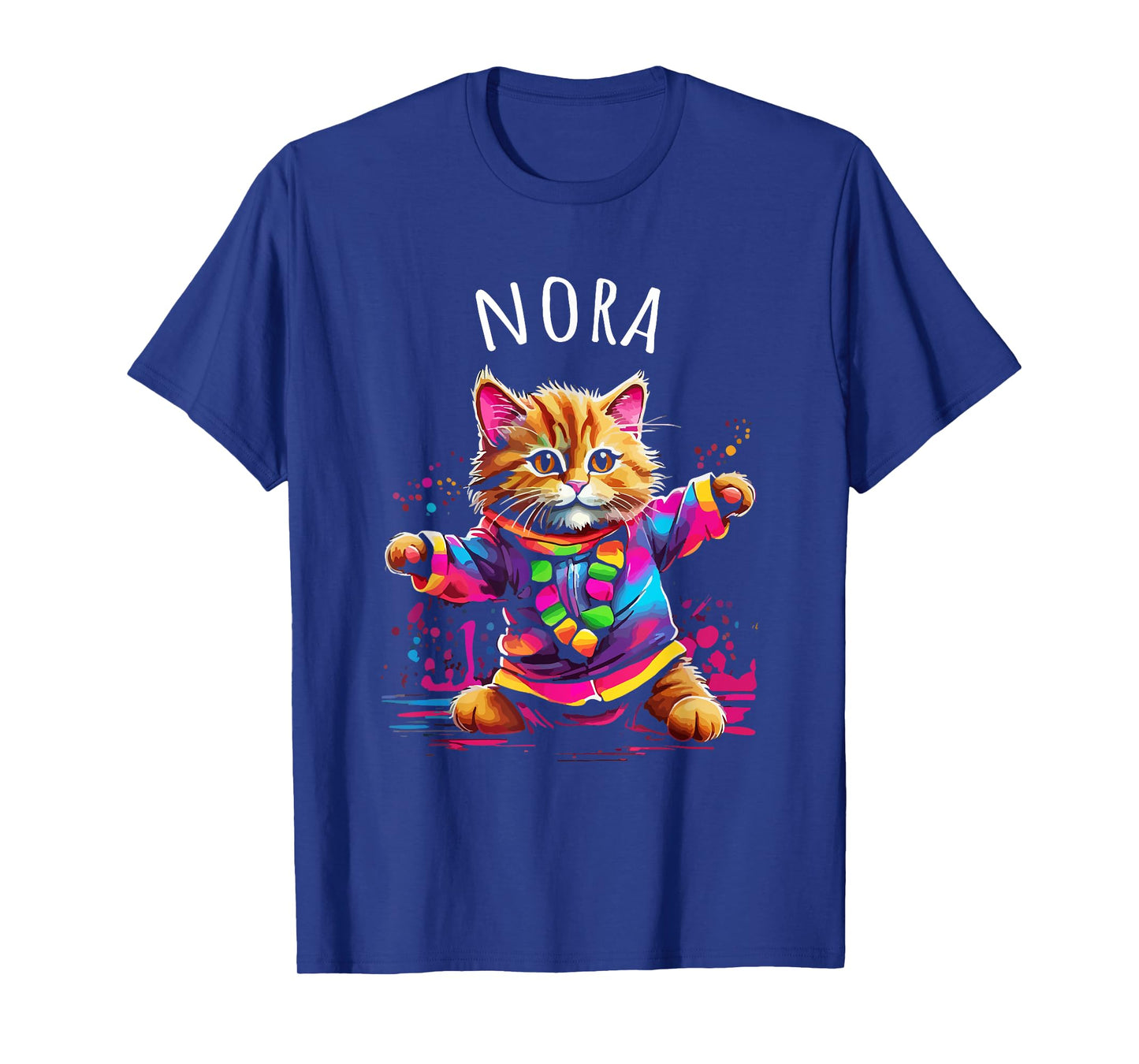 Nora Colorful Dancing Cat Design for Girls Name Nora T-Shirt