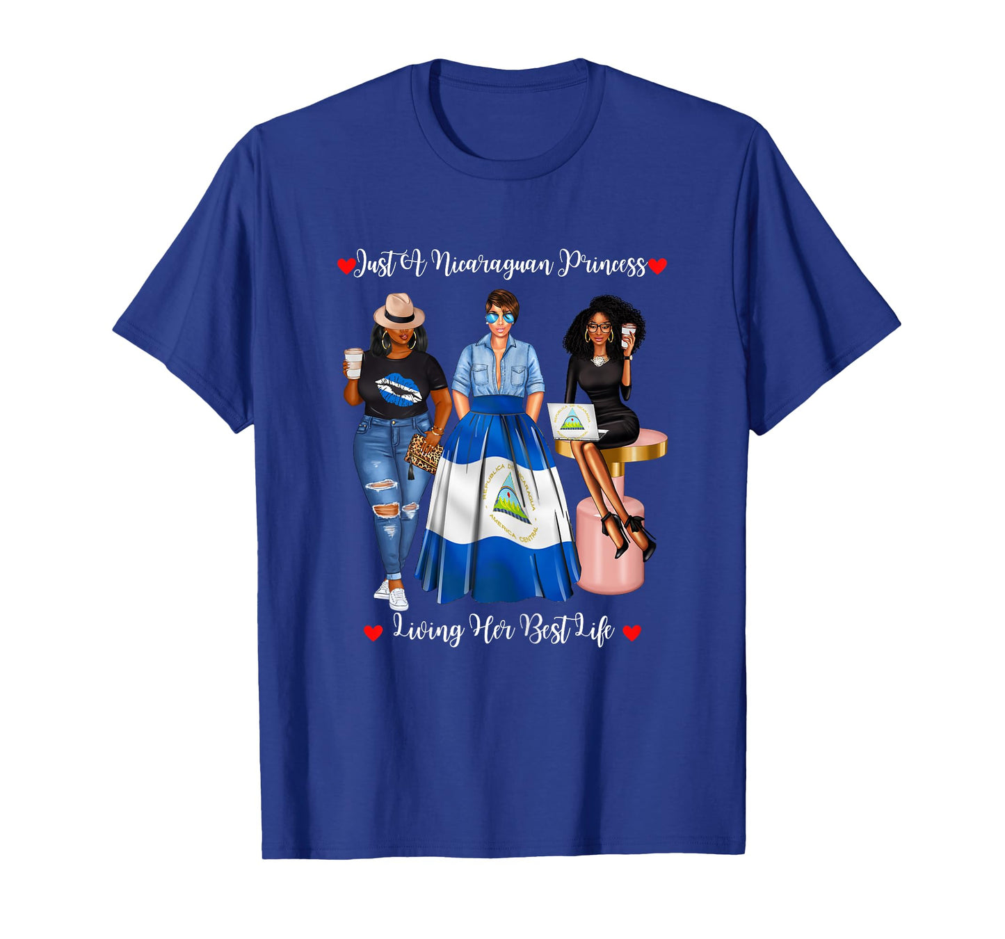 Just A Nicaraguan Princess Living Her Best Life Black Womens T-Shirt