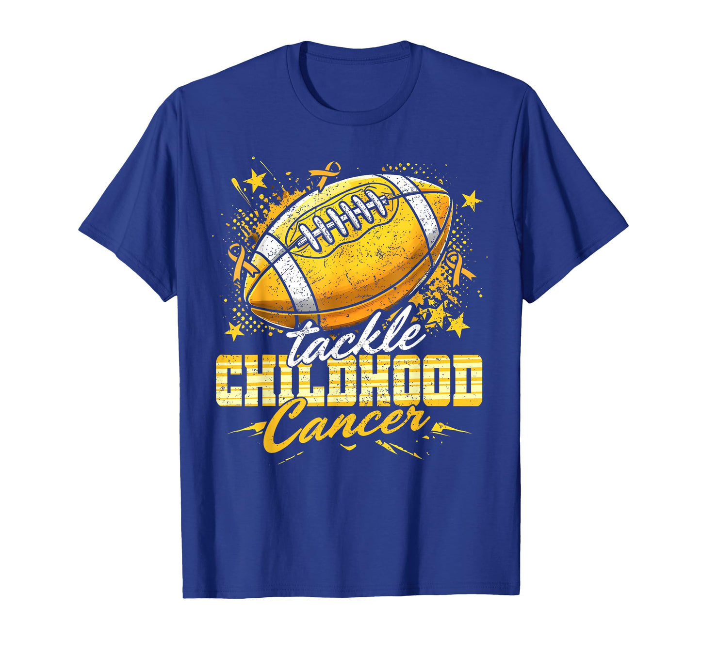 Football Gold Ribbon Tackle Childhood Cancer Awareness Kids T-Shirt