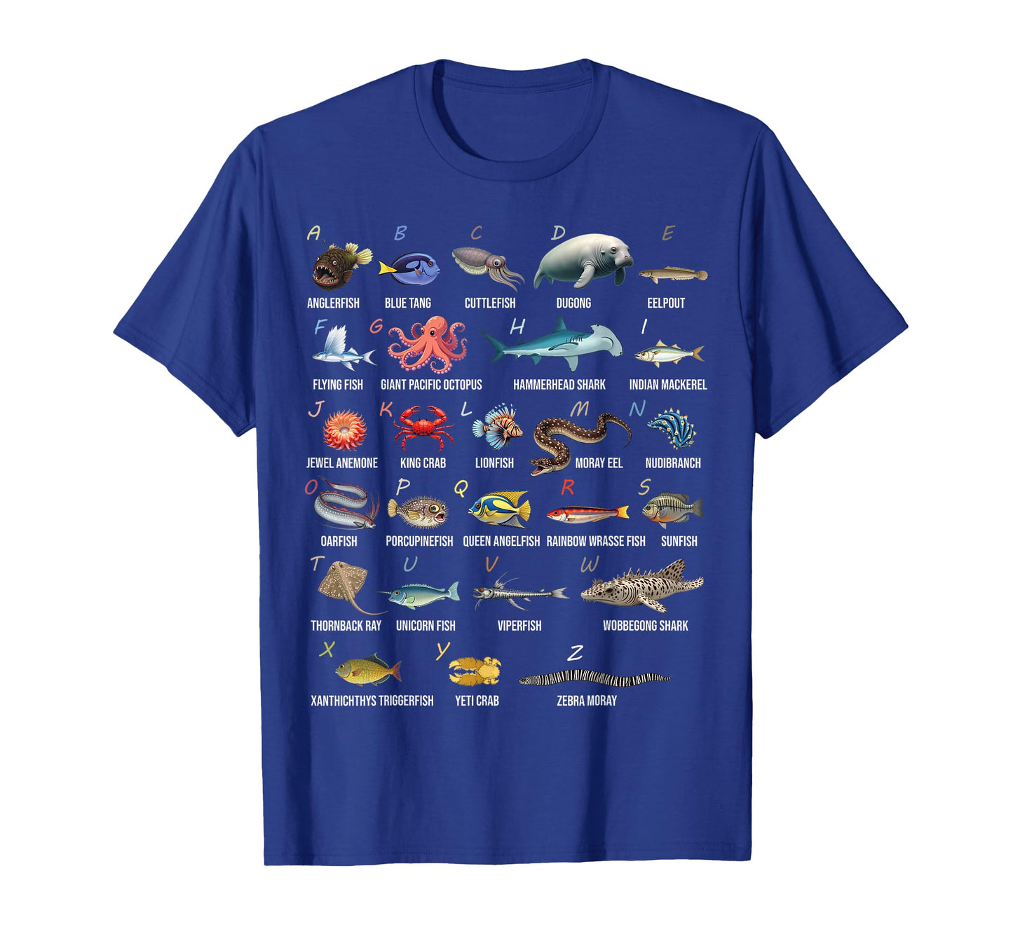 A-Z Ocean Life Alphabet Marine Creatures Exploration T-Shirt
