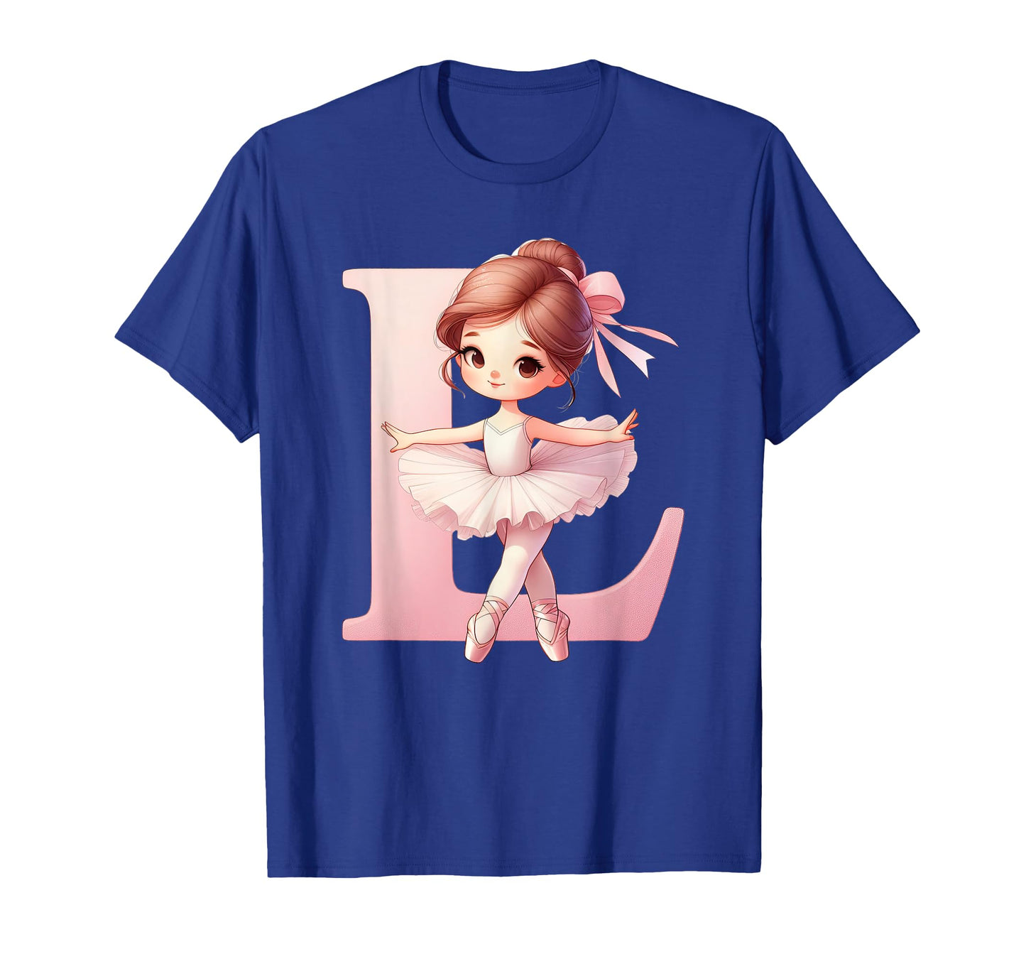 Ballerina Girl Dancing Name First Letter L Girly Tutu Ballet T-Shirt