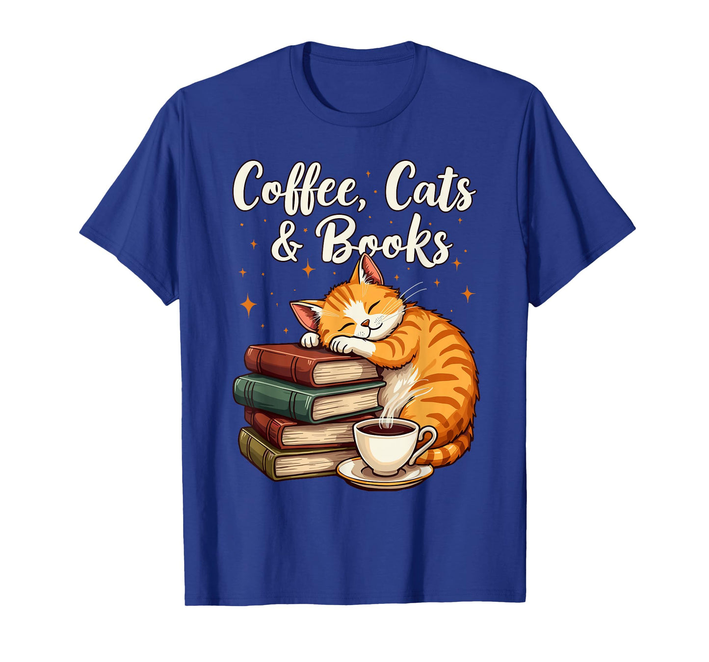 Coffee Cats & Books Lover, For Women & Girls, Funny Coffee T-Shirt