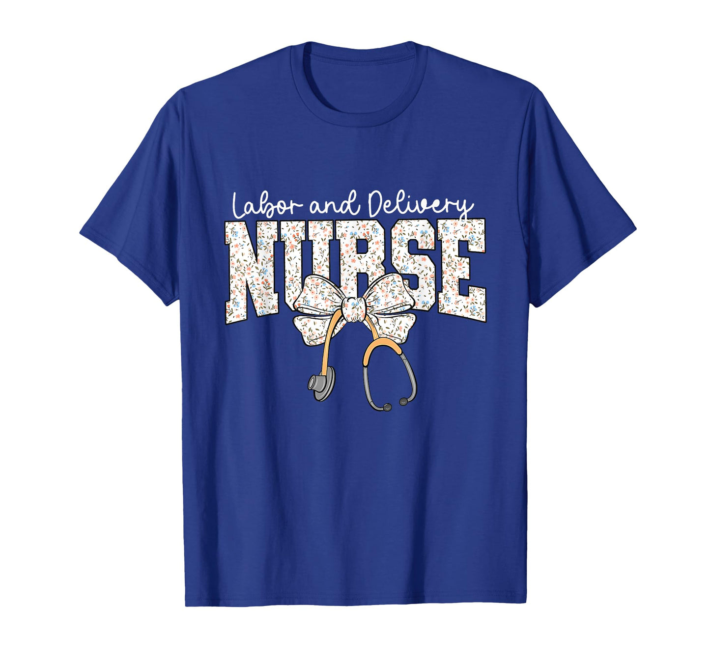 Cute Labor and Delivery Nurse Stethoscope Coquette Bow Women T-Shirt