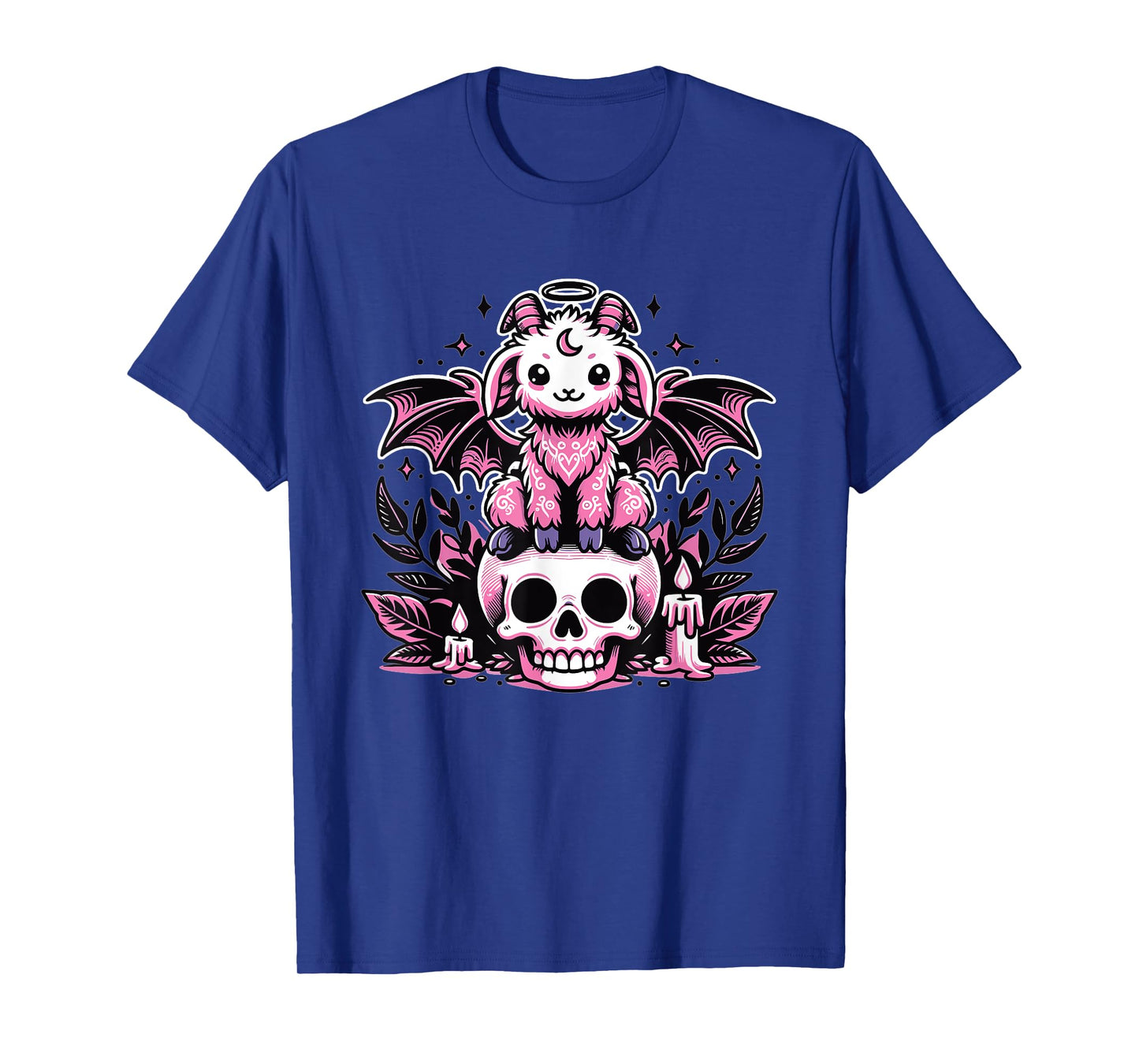 Kawaii Pastel Goth Cute Creepy Goat Bat Skeleton T-Shirt