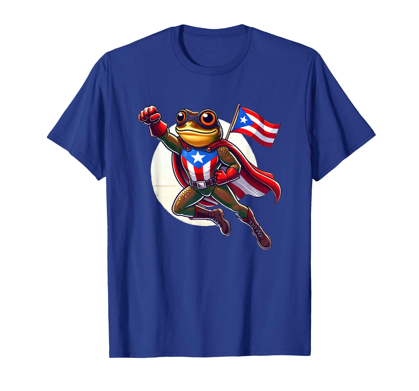 Boricua Superhero Coqui Flying Cape Puerto Rico Flag Boriken T-Shirt