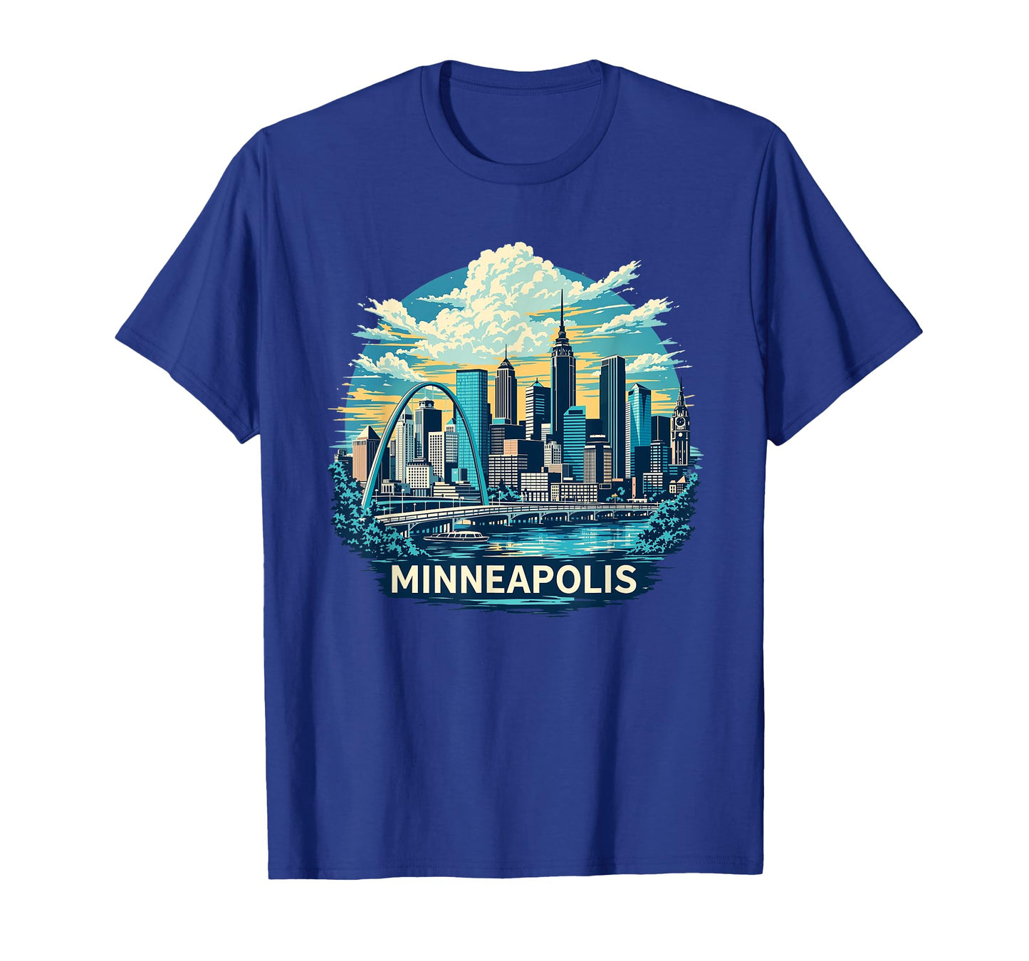 Vintage Minneapolis Minnesota Sunset Skyline Cityscape Retro T-Shirt