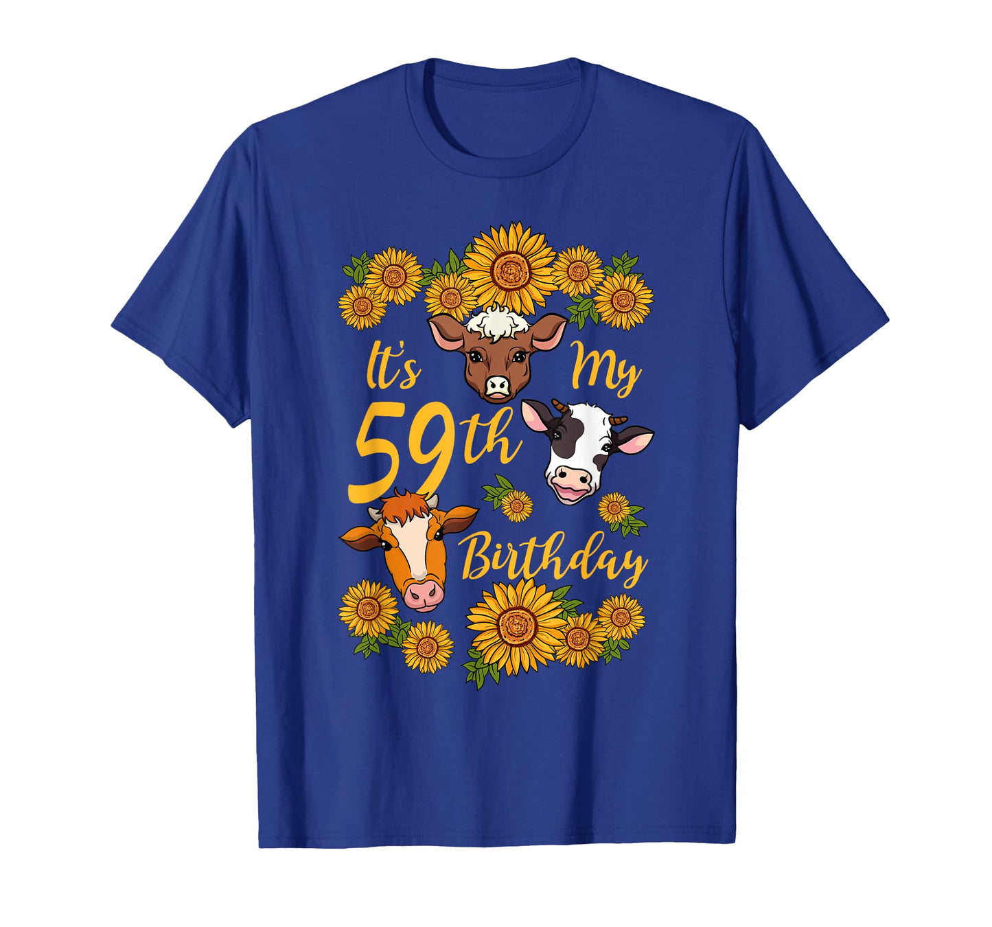 Cow 59th Birthday Party Sunflower Moo Farm Animal Barnyard T-Shirt