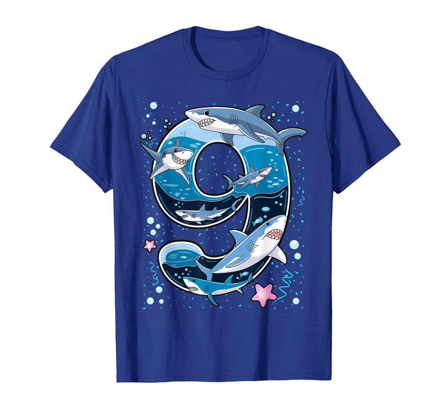 Kids 9th Birthday 9 Years Old Shark Boys Sea Ocean T-Shirt