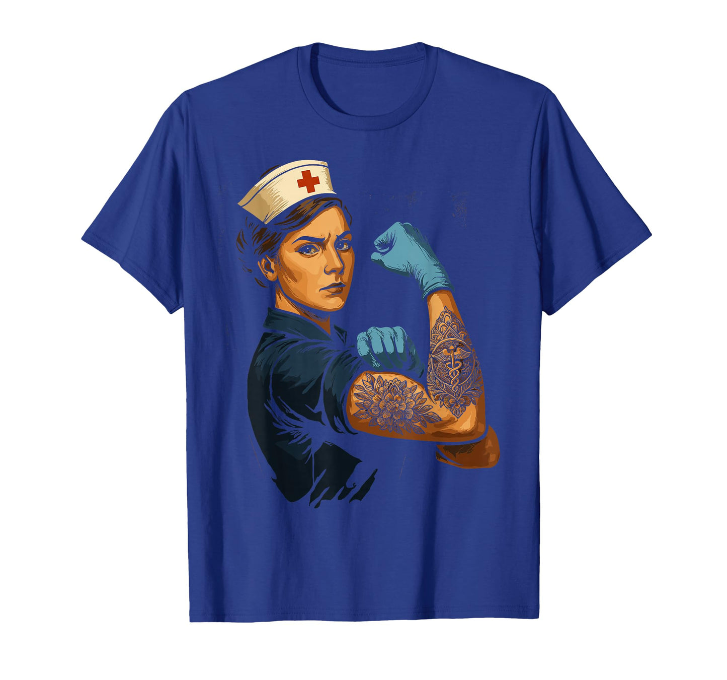 Tattoed Proud Nurse Rosie The Riveter Nursing Scrubs Life T-Shirt