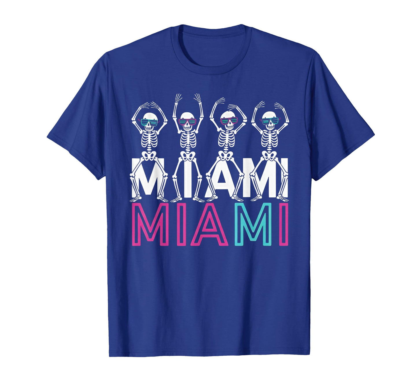 Funny Miami Florida Halloween Skeleton Classic Graphic Retro T-Shirt