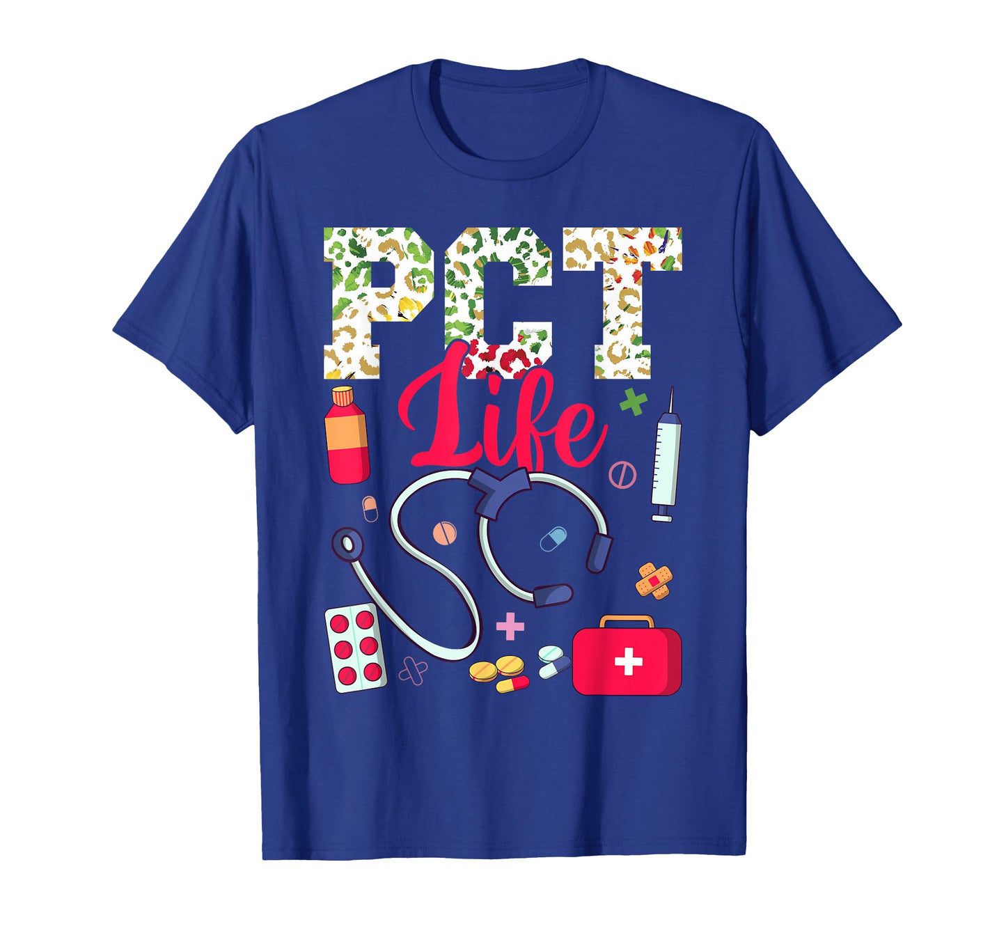 PCT Life Patient Care Technician Patient Care Tech Leopard T-Shirt
