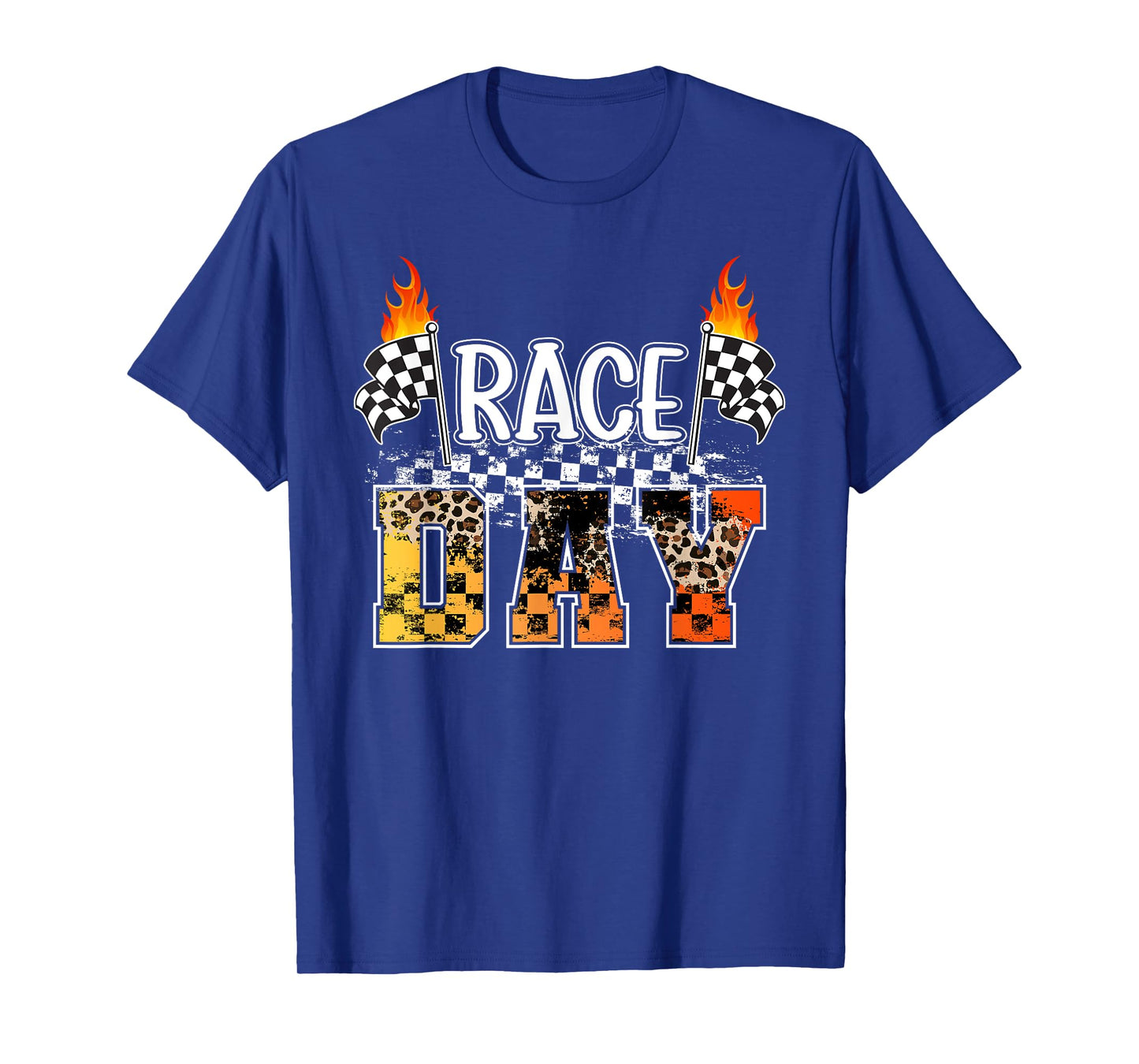 Race Day Leopard Race Days Checkered Flag Car Racing Day T-Shirt
