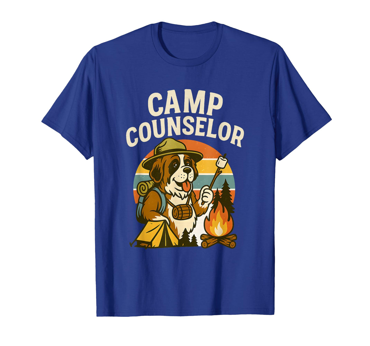 Camp Counselor Funny Dog Campfire Outdoor Design T-Shirt