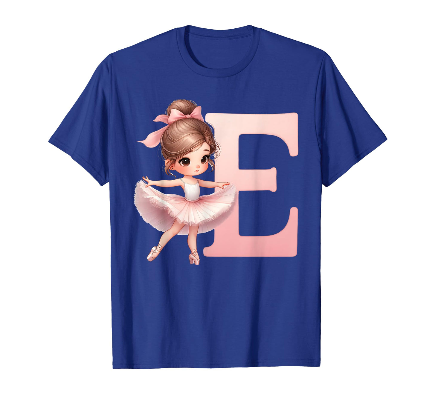Ballerina Girl Dancing Name First Letter E Girly Tutu Ballet T-Shirt