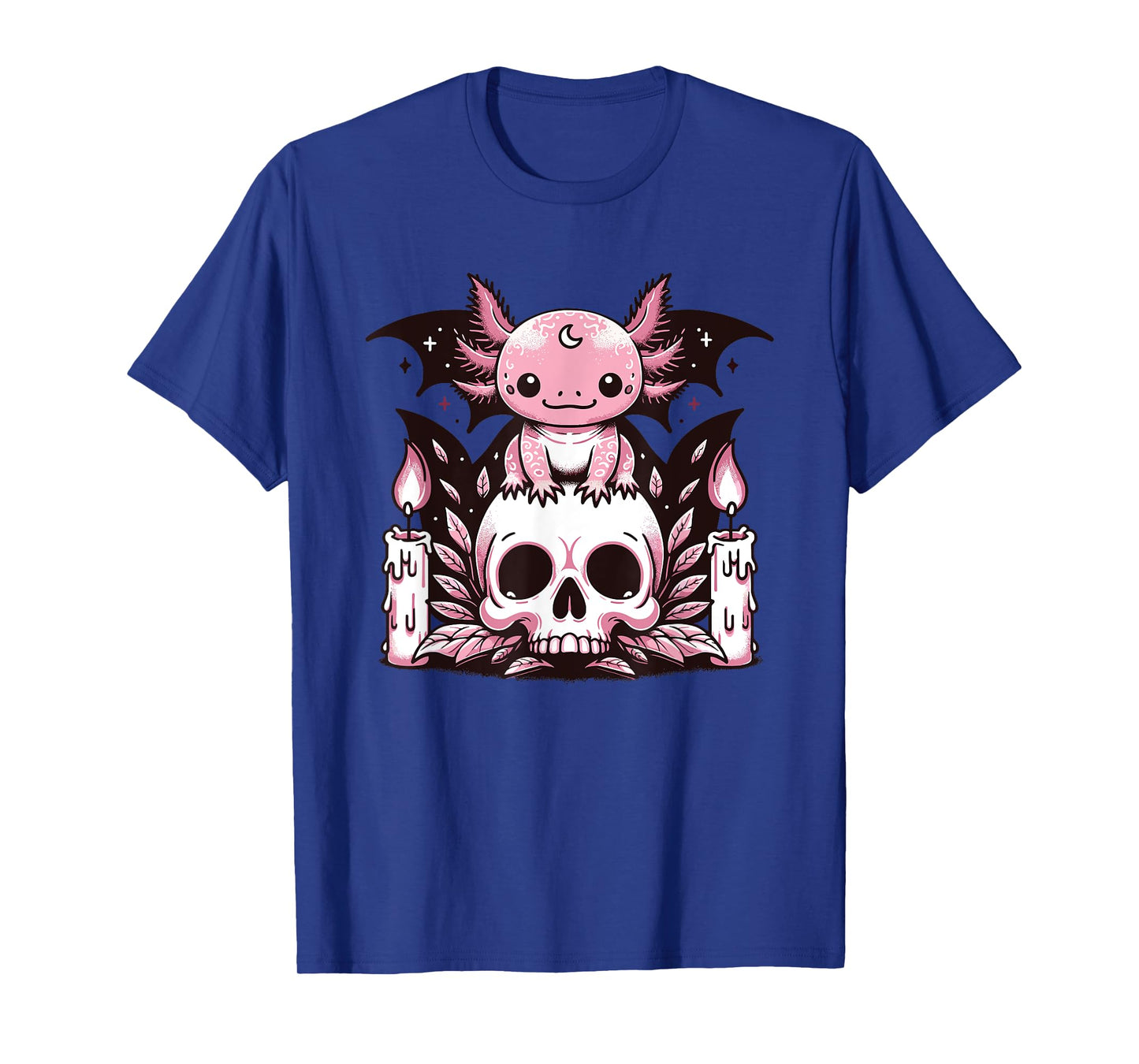 Kawaii Pastel Goth Cute Creepy Axolotl Bat Skeleton T-Shirt