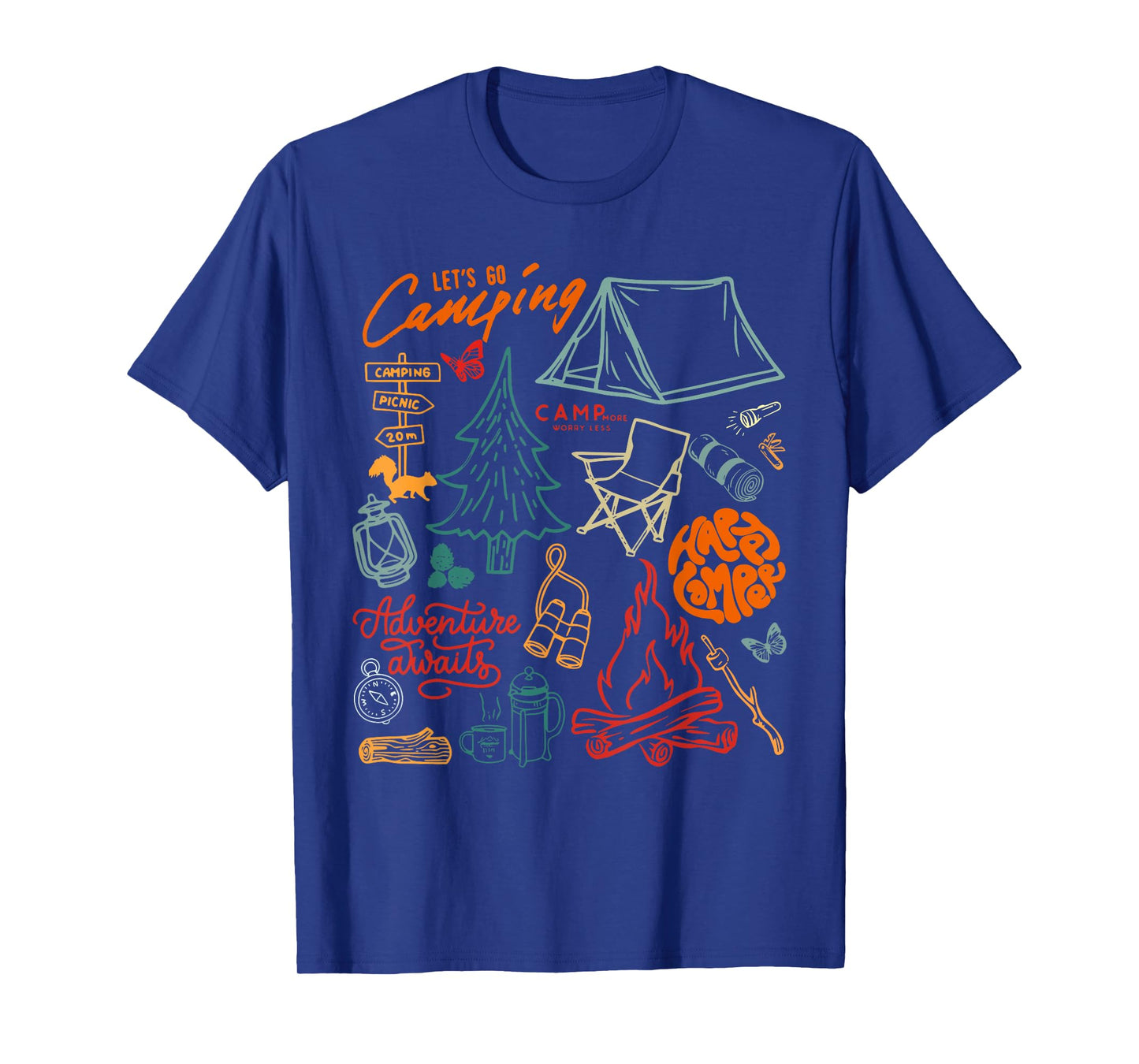 Happy Camper Camping Collage Outdoorsy Girls Nature Life T-Shirt