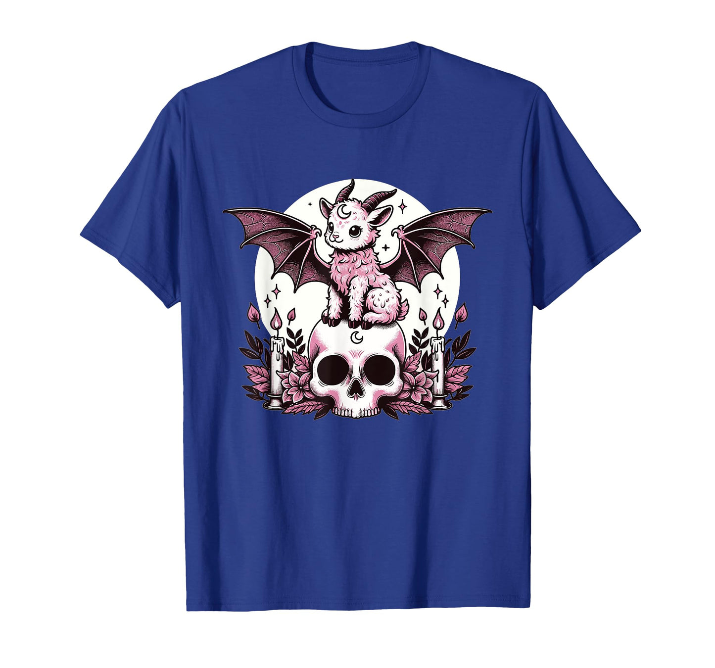 Kawaii Pastel Goth Cute Creepy Goat Bat Skeleton T-Shirt