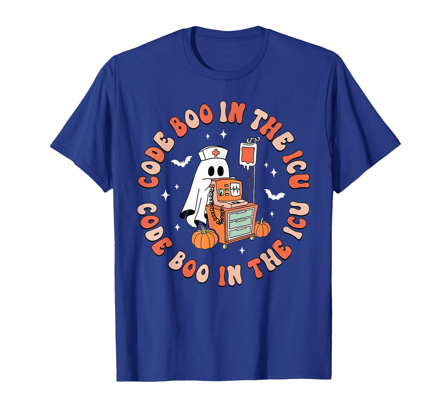 Retro Halloween Micu Sicu RN Nurse Ghost Code Boo in The ICU T-Shirt