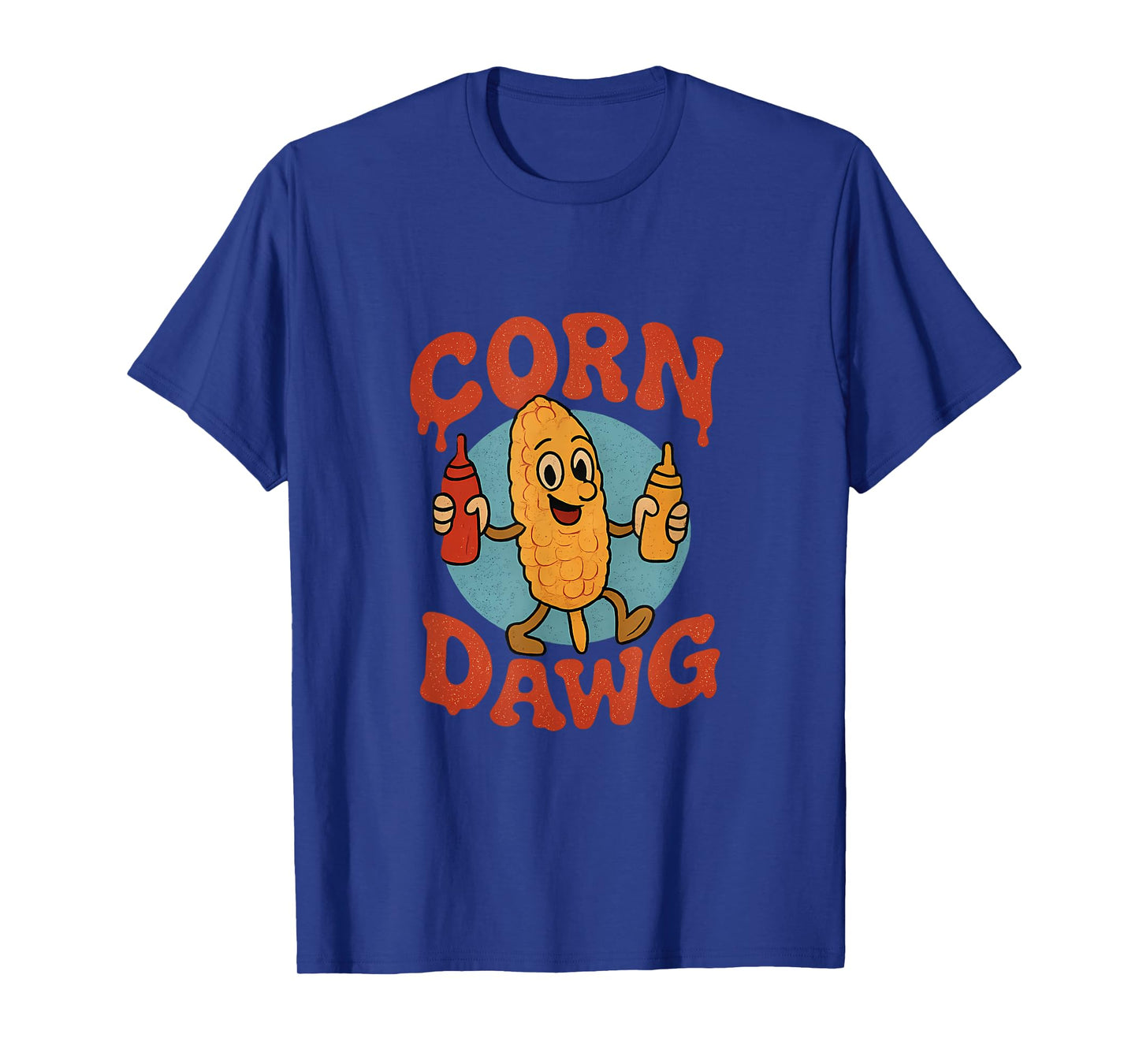 Corn Dawg Funny Farm Humor Ketchup Drip Graphic T-Shirt