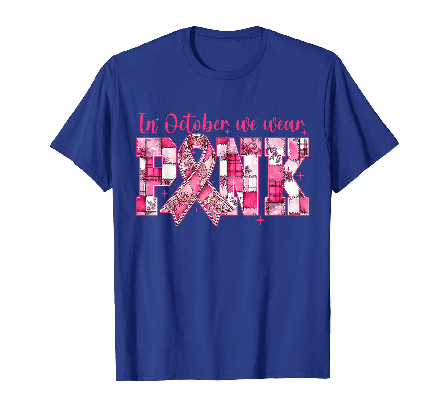 in October We Wear Pink Breast Cancer Awareness Coquette Bow T-Shirt