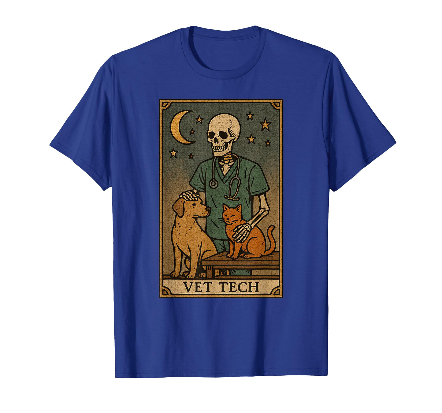 "The Vet Tech" Veterinary Technician Skeleton Tarot Card T-Shirt