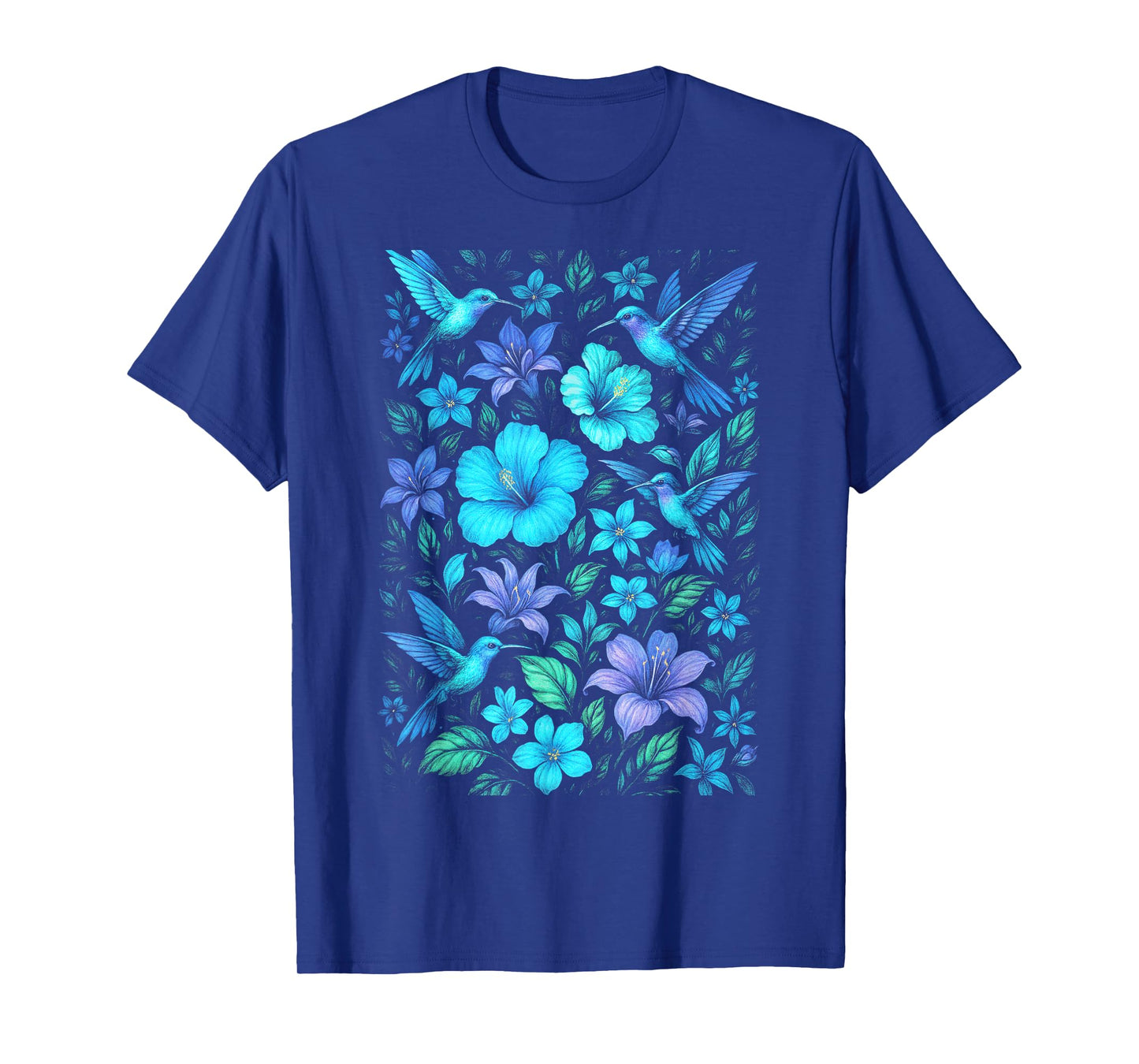 Hummingbird Blue Nature Tropical Wildlife Garden T-Shirt