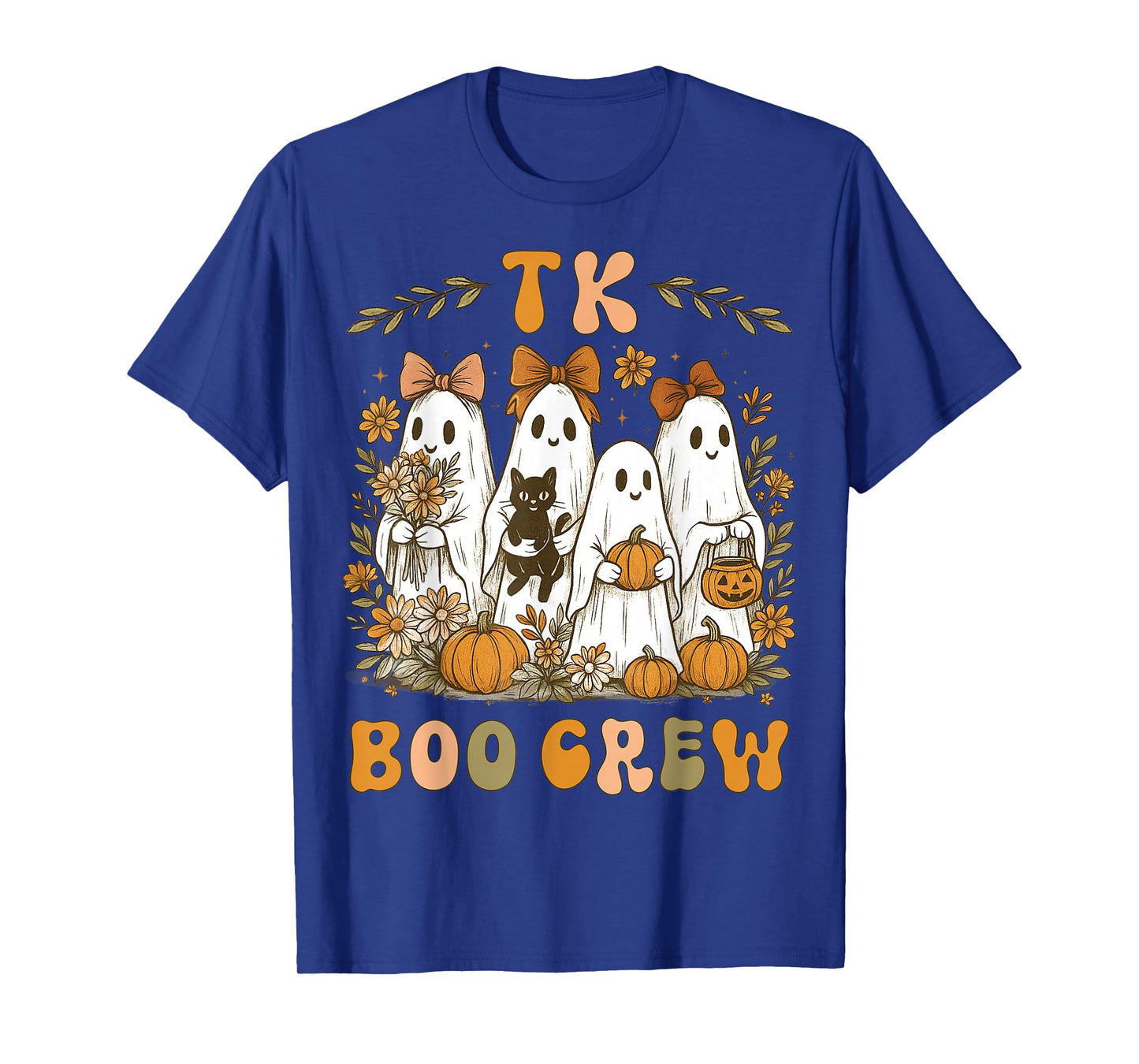 TK Boo Crew Preppy Halloween Floral Ghost TK Teacher Team TK T-Shirt