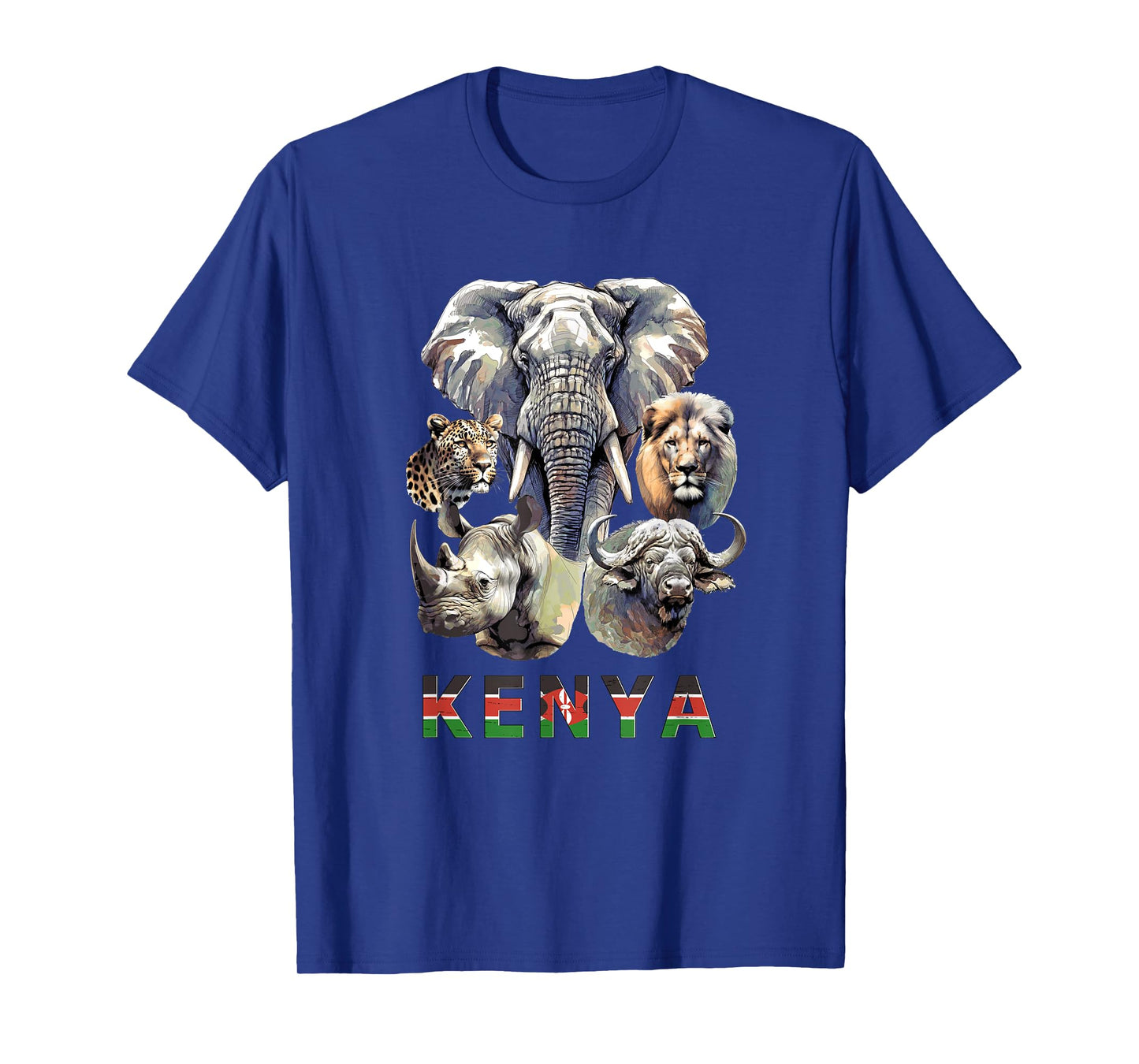 Kenya Big-Five Wildlife Watercolor for Safari Fans T-Shirt