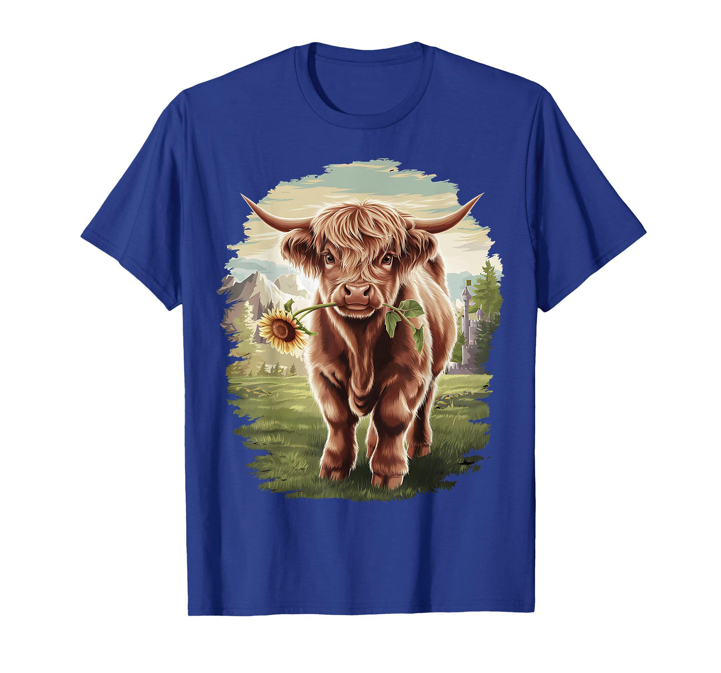Western Farmer Animal Country Girls sunflower Highland Cow T-Shirt