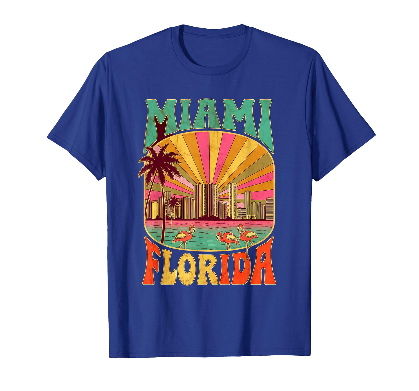 Vintage Miami Florida Skyline Cityscape Retro Style T-Shirt