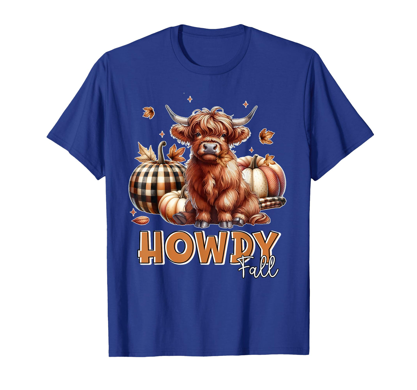 Howdy Fall Western Farm Country Highland Cow Autumn Pumpkin T-Shirt