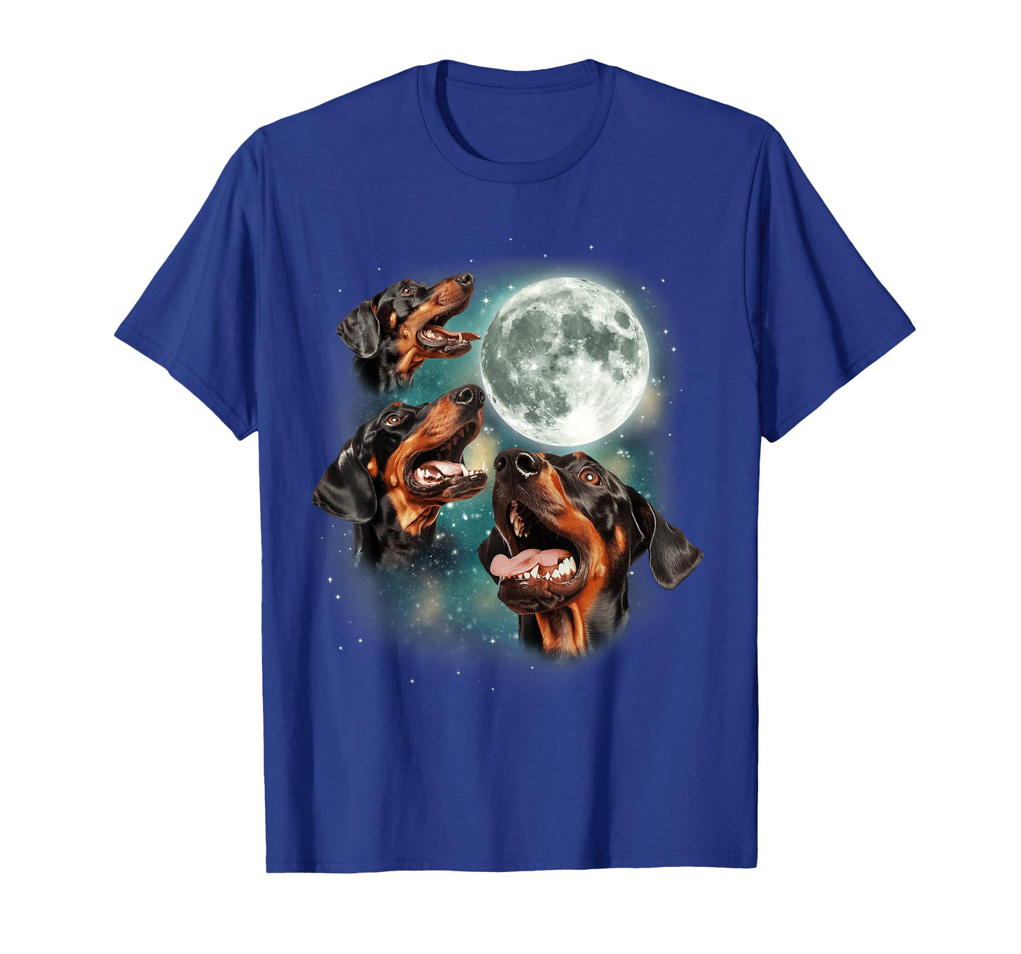 Three Doberman Pinscher Moon | 3 Dobies Howling Pet Canine T-Shirt