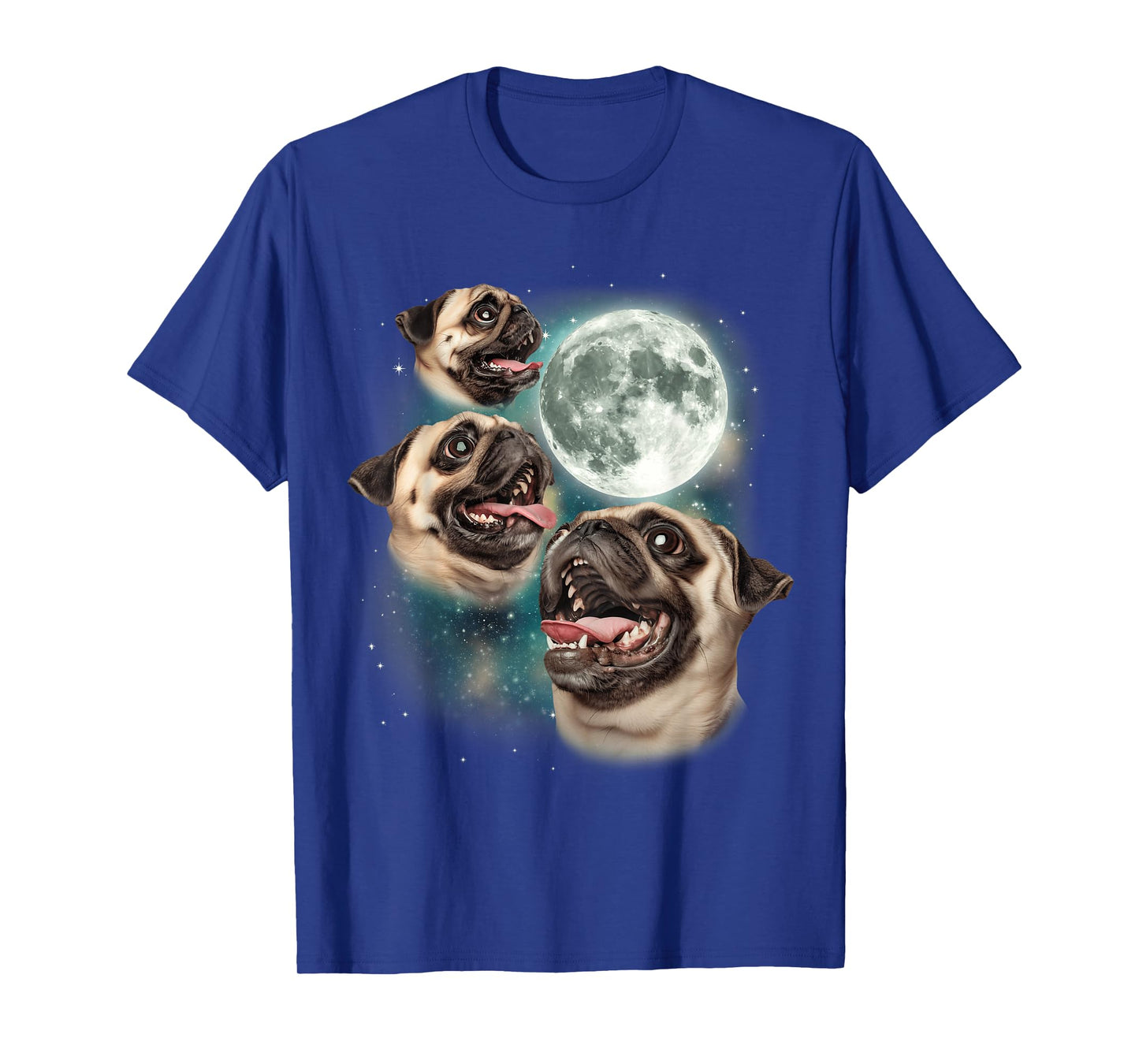 Three Pug Moon | 3 Pug Howling Funny Cute Dog Lover T-Shirt for Men Women